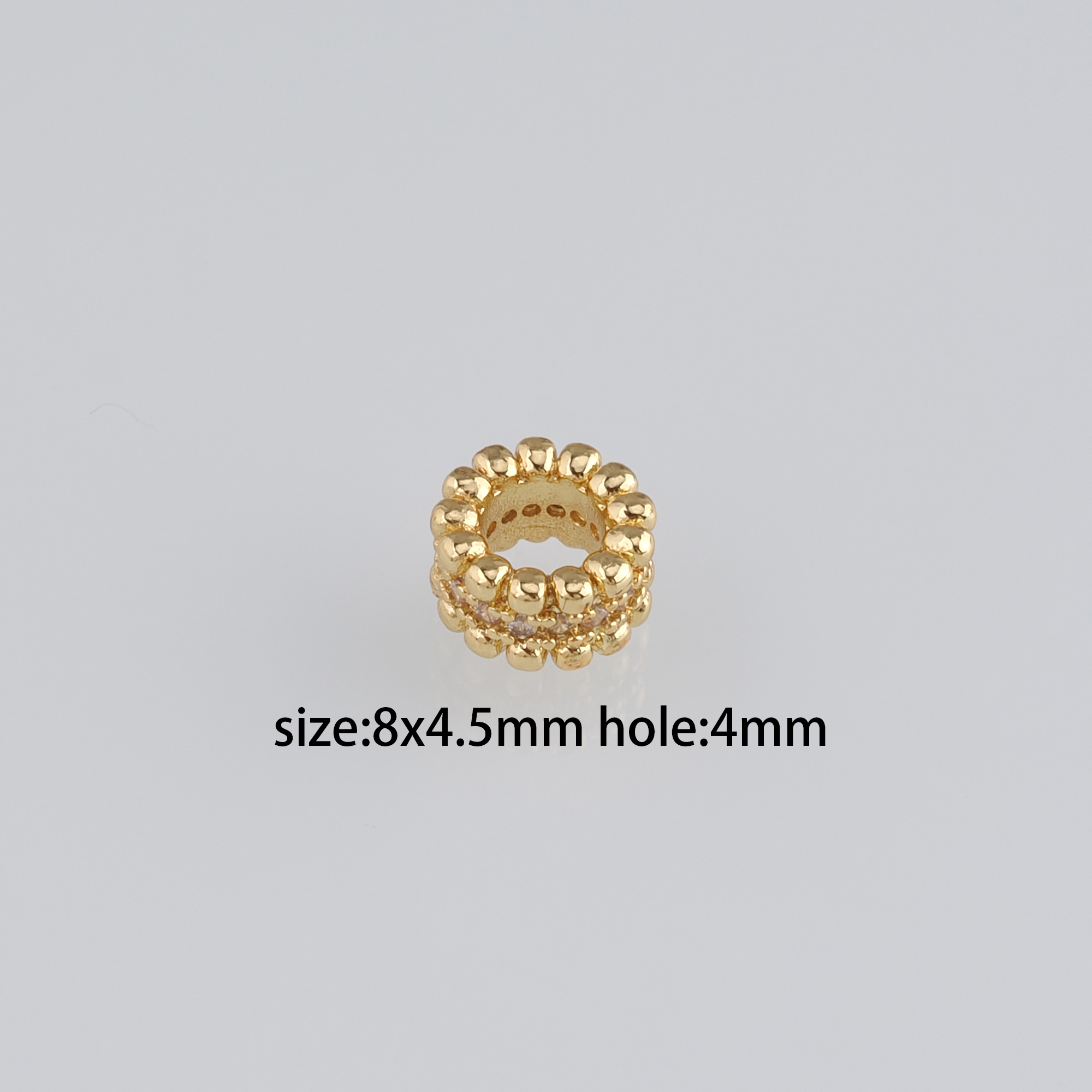 10Pcs 18K Gold Filled Round Flat Spacer Beads,CZ Micro Pave Round Spacer Beads,DIY Jewelry Making Supply