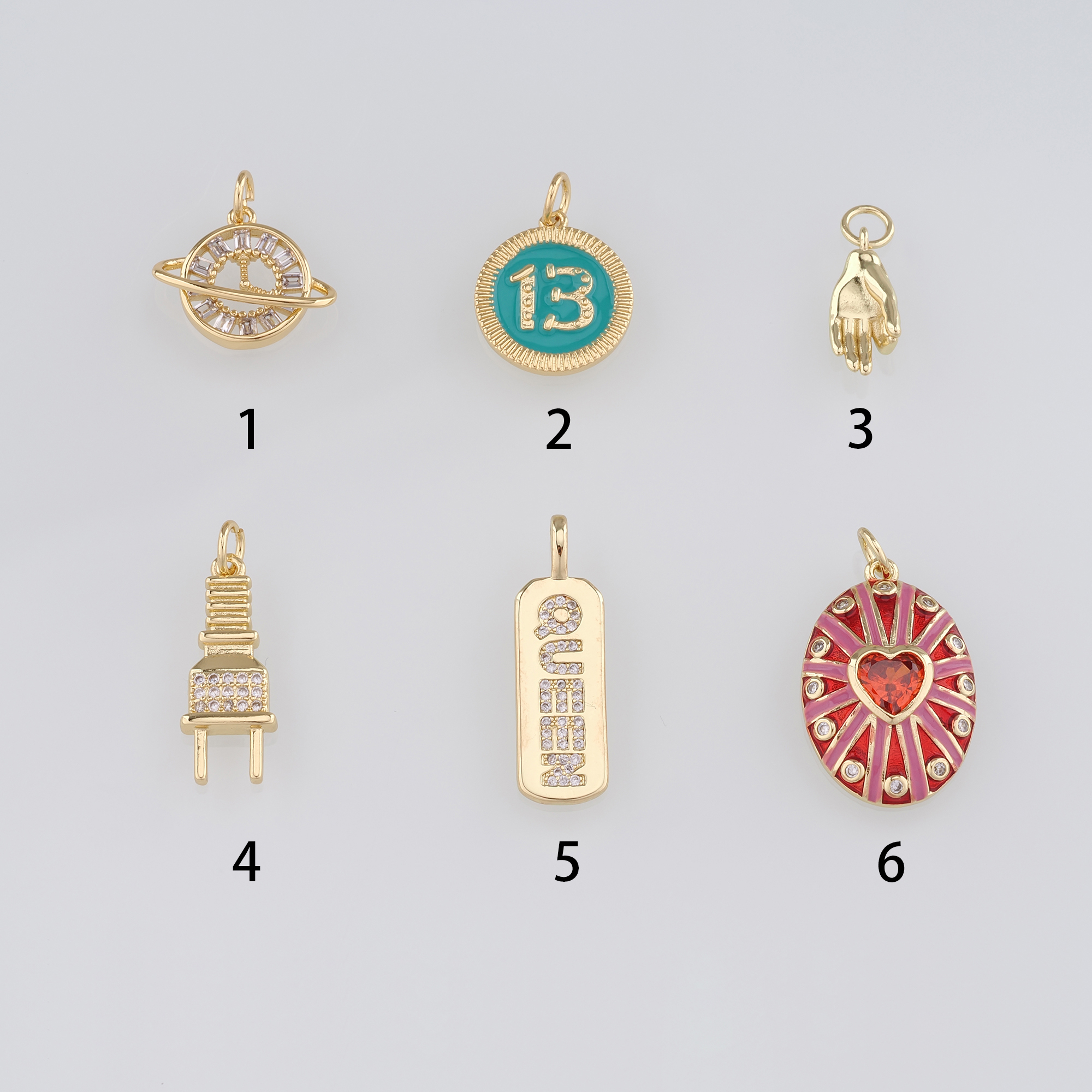 18K Gold Filled Saturn Pendant,Hand Charm Earrings Necklace for DIY Jewelry Making Supply