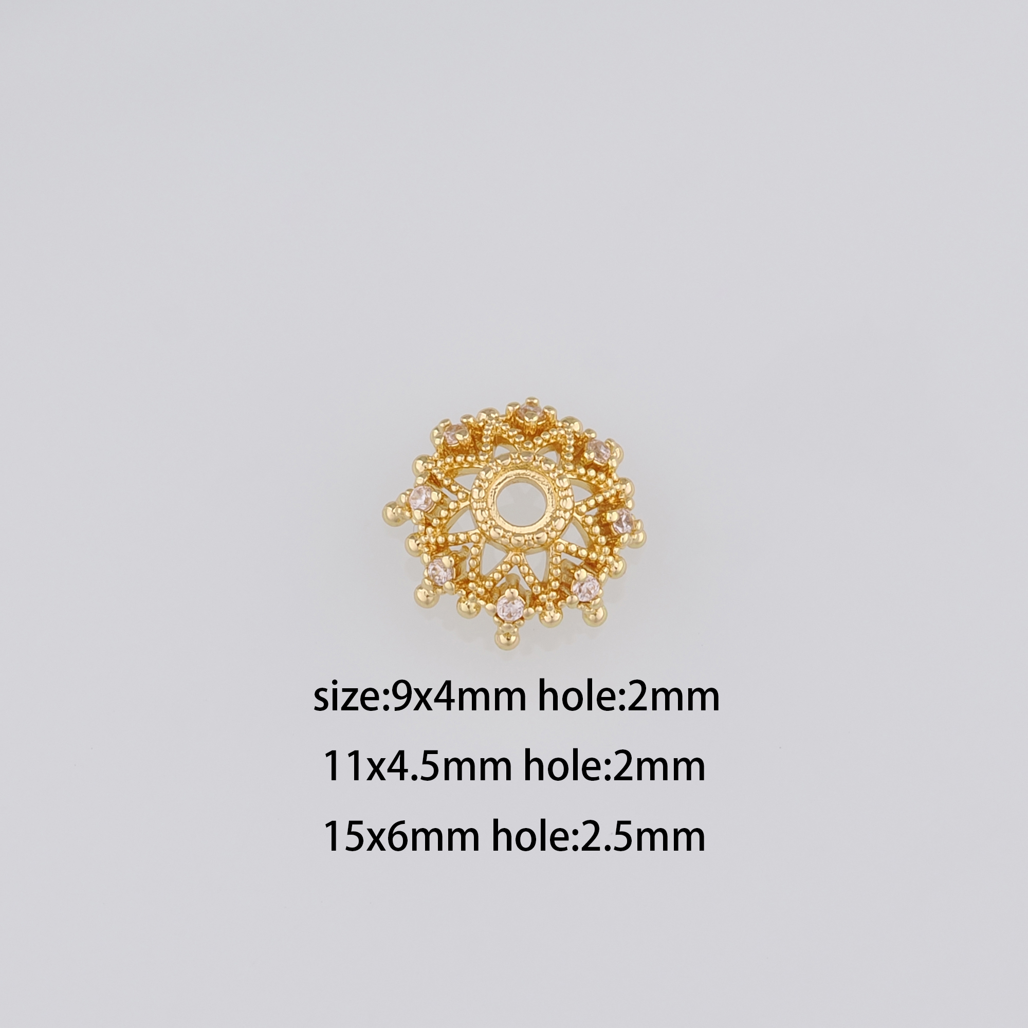 10Pcs 18K Gold Filled Flower Bead Caps,Pearl Caps,CZ Micro Pave Flower Caps,DIY Jewelry Making Supply