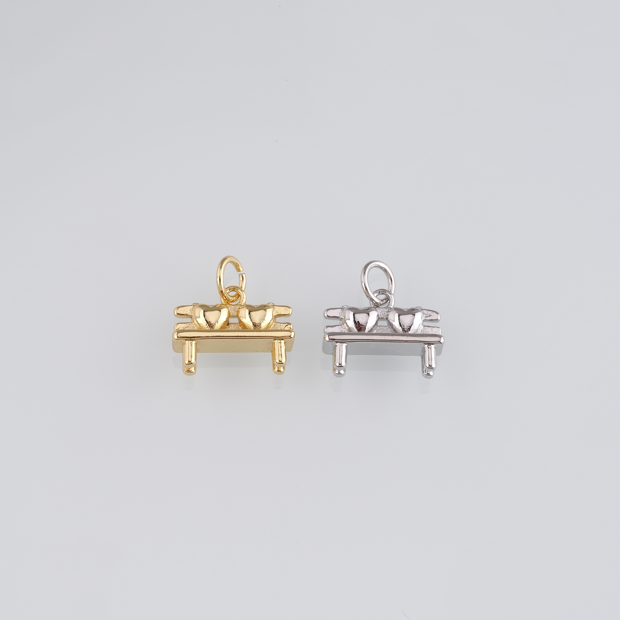 18K Gold Filled Heart Bench Pendant,Park Bench Charm Earrings Necklace for DIY Jewelry Making Supply