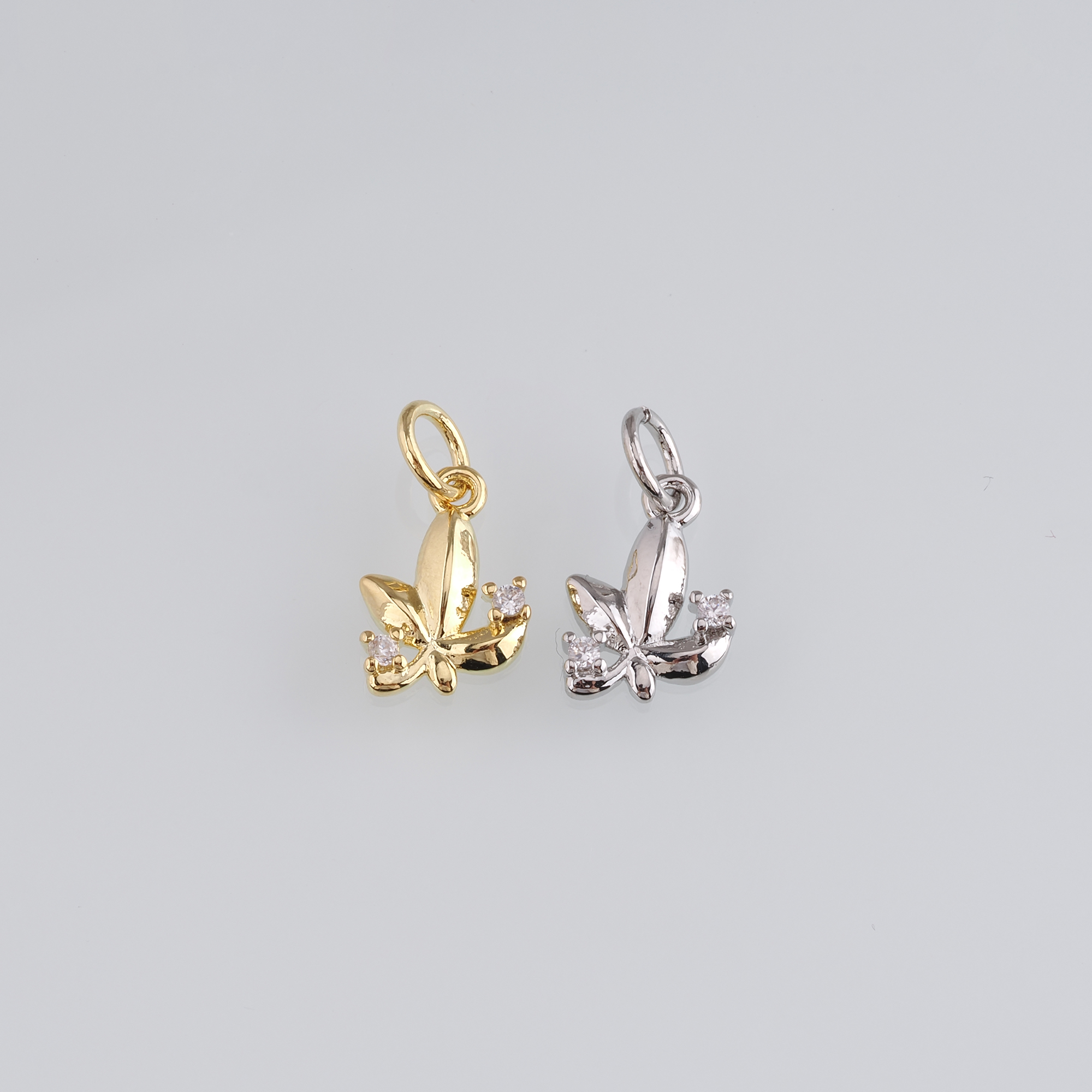 18K Gold Filled Maple Leaf Pendant,CZ Micro Pave Leaf Charm Earrings Necklace for DIY Jewelry Making Supply