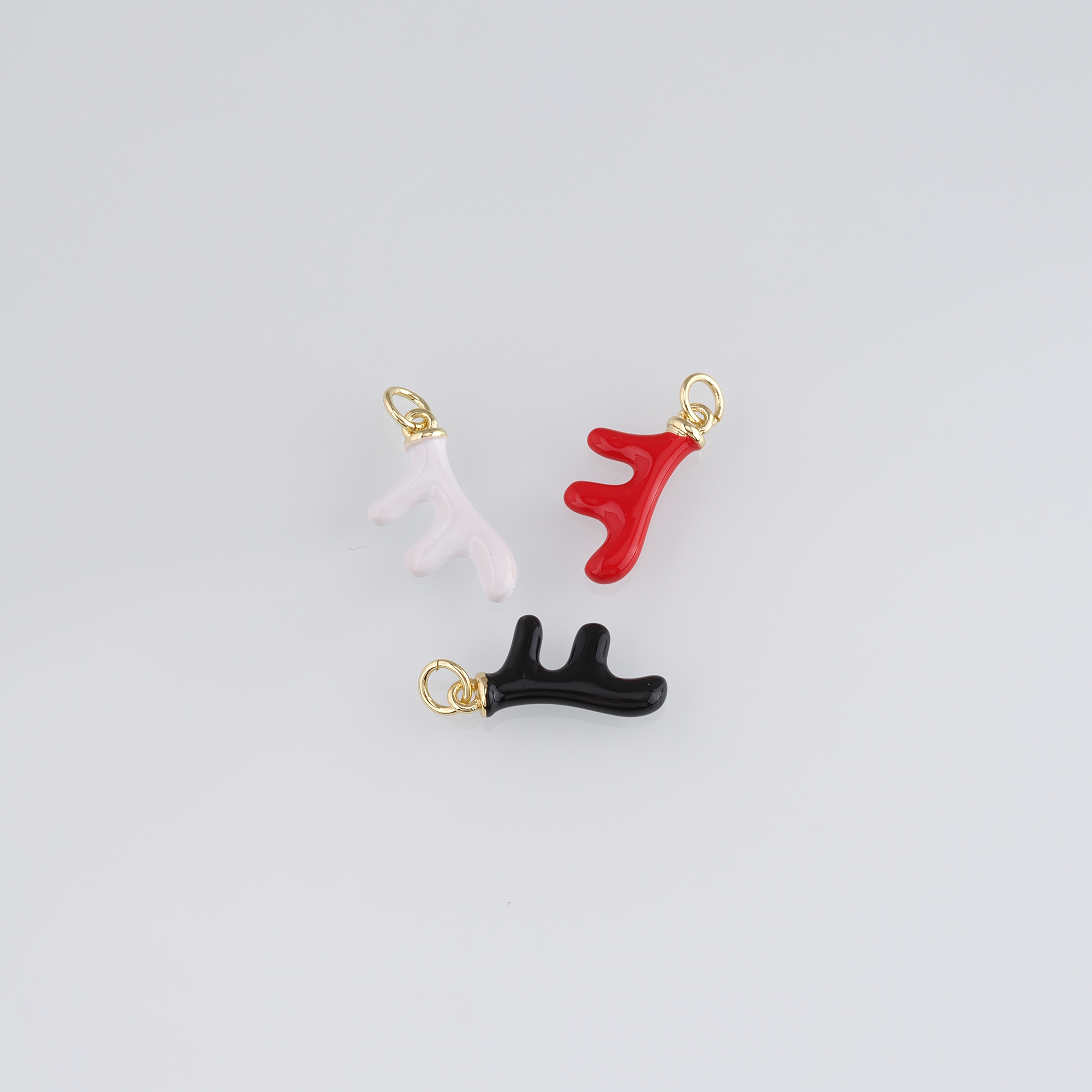 18K Gold Filled Antler Pendant,Enamel Elk Horn Charm Earrings Necklace for DIY Jewelry Making Supply