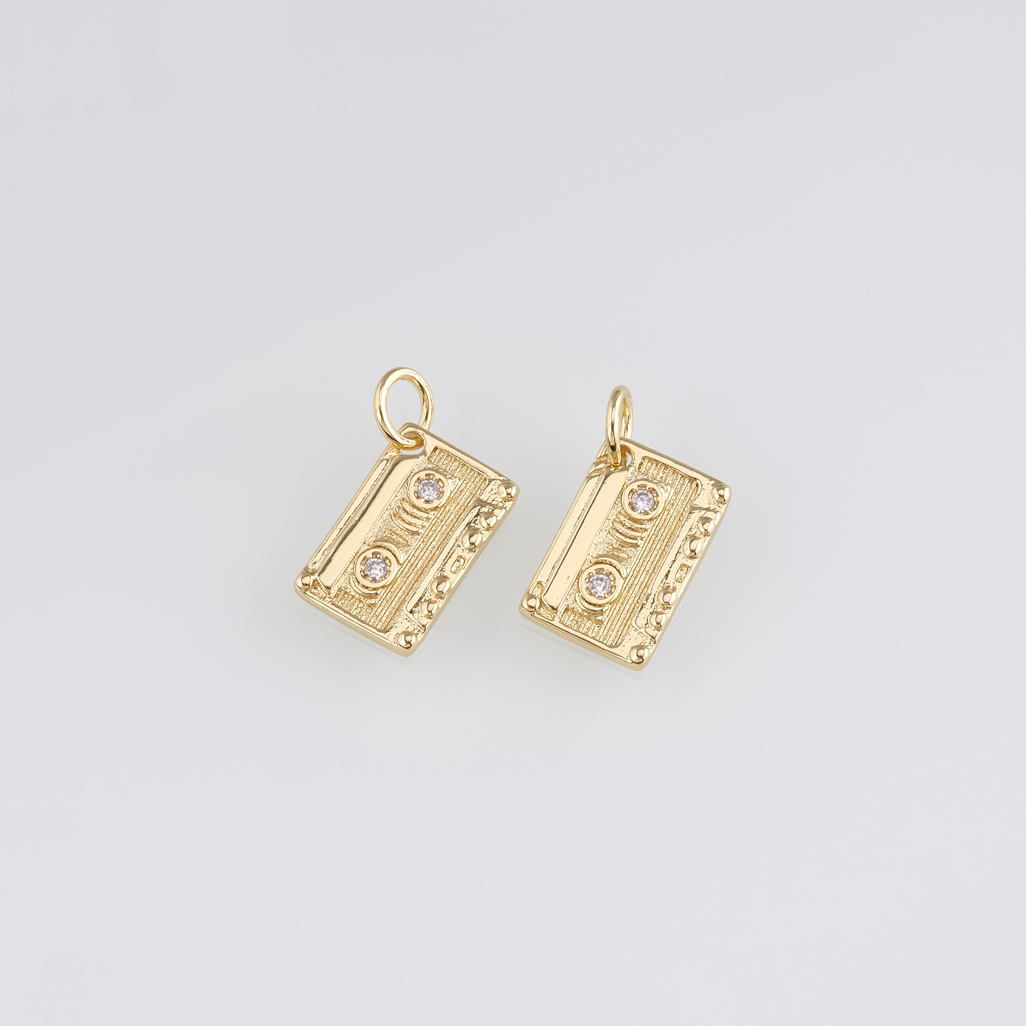 18K Gold Filled Tape Pendant,Dainty Cassette Tape Charm Earrings Necklace for DIY Jewelry Making Supply