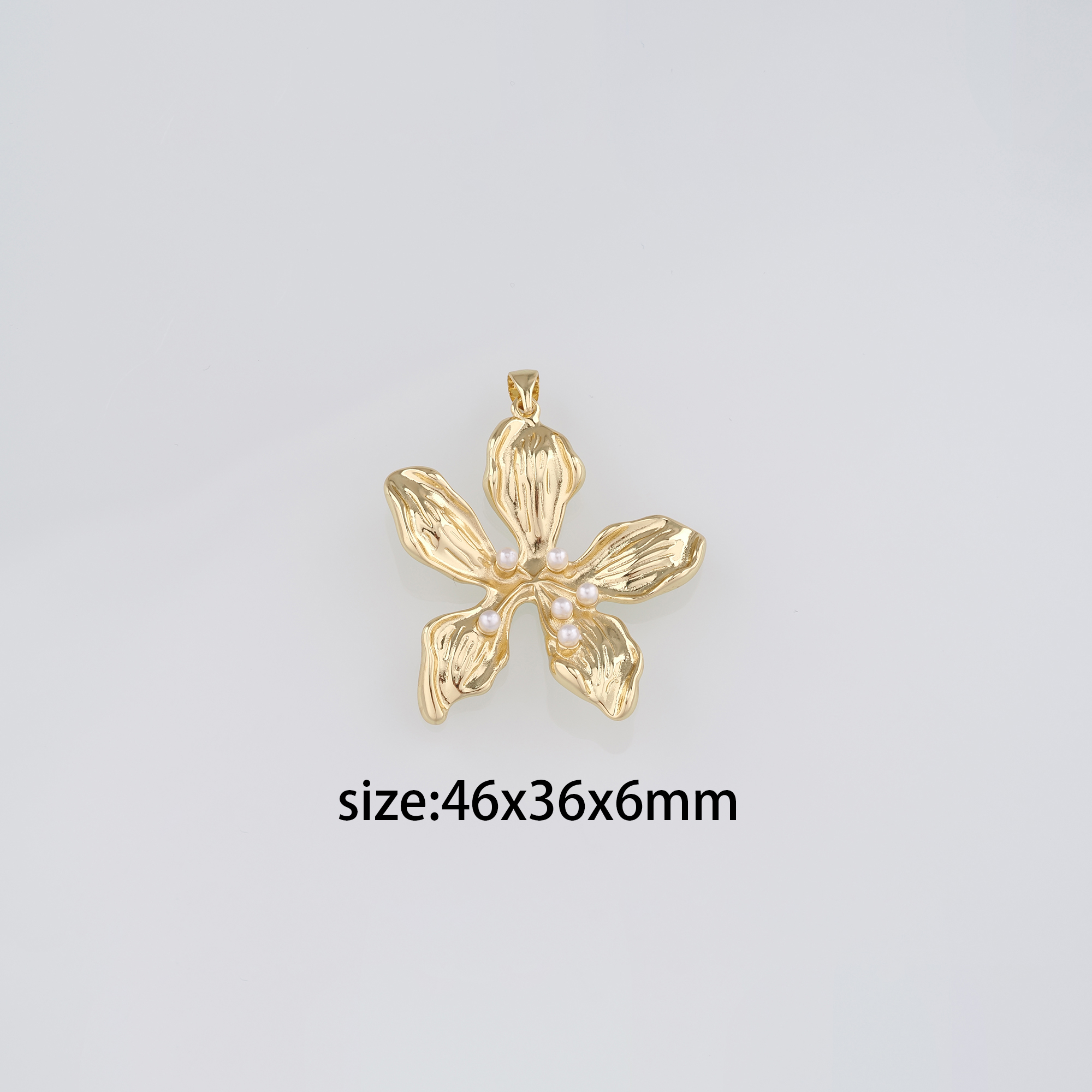 18K Gold Filled Flower Pendant,Pearl Flower Charm Earrings Necklace for DIY Jewelry Making Supply