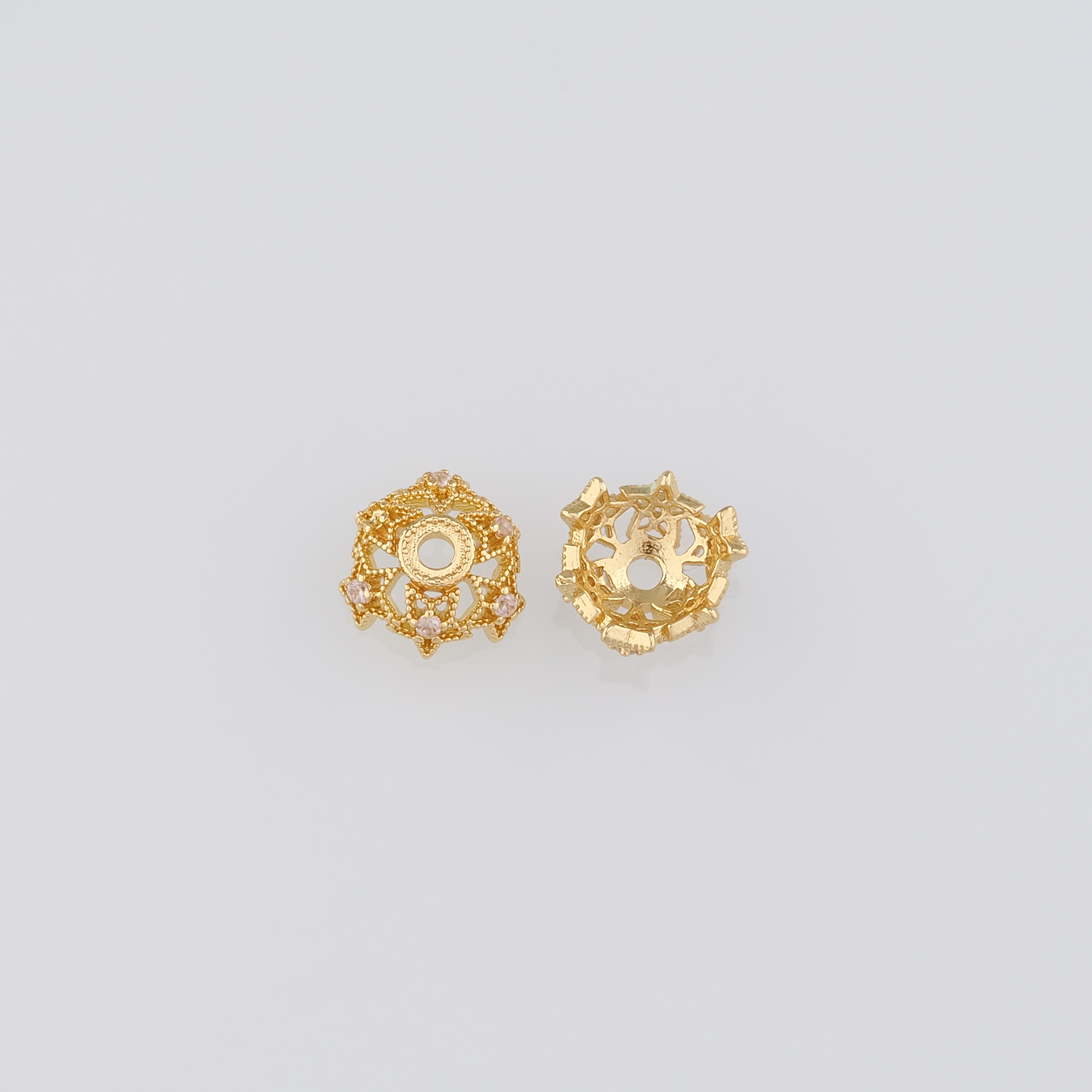 10Pcs 18K Gold Filled Flower Bead Caps,Pearl Caps,CZ Micro Pave Flower Caps,DIY Jewelry Making Supply