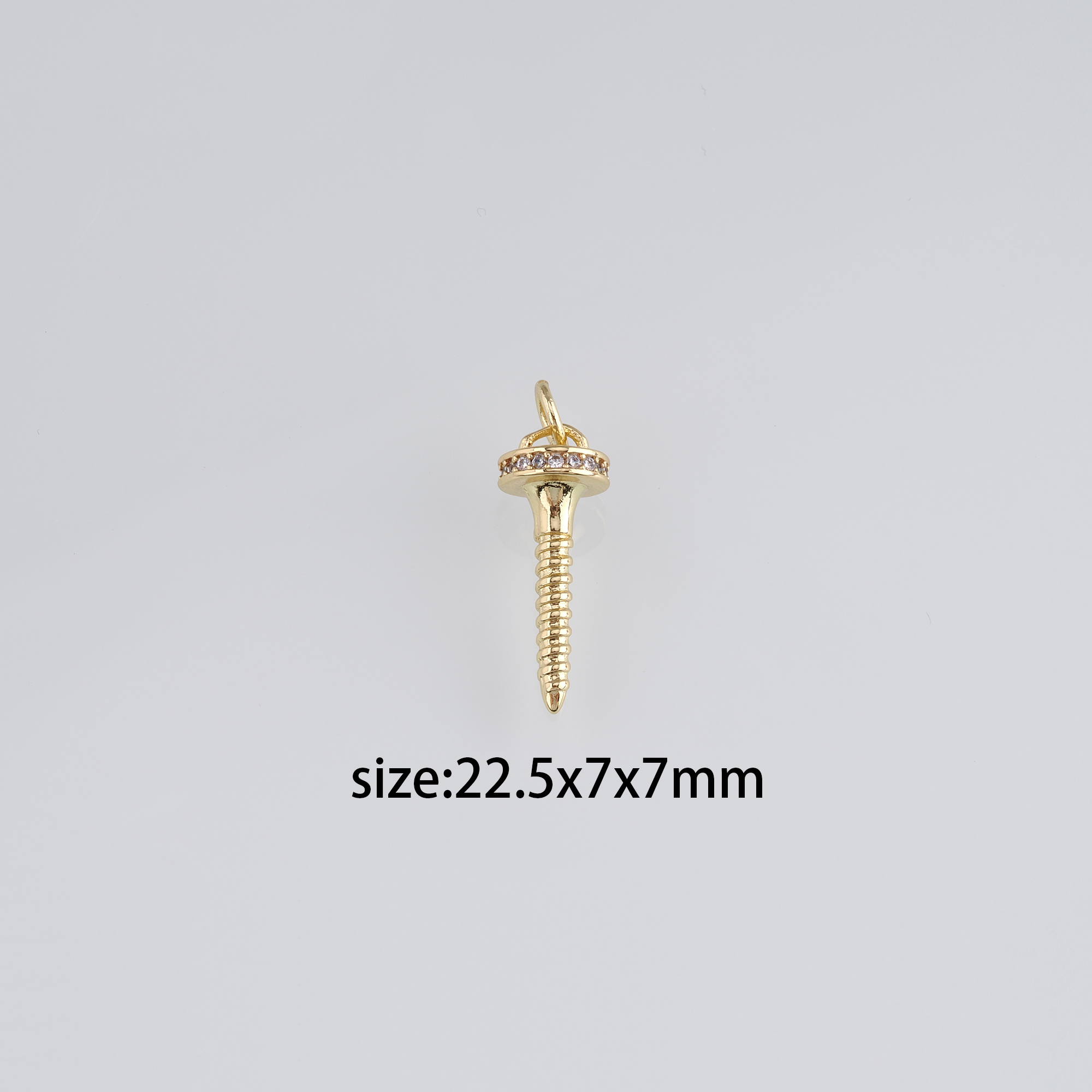 18K Gold Filled Screw Pendant,CZ Micro Pave Screw Charm Earrings Necklace for DIY Jewelry Making Supply