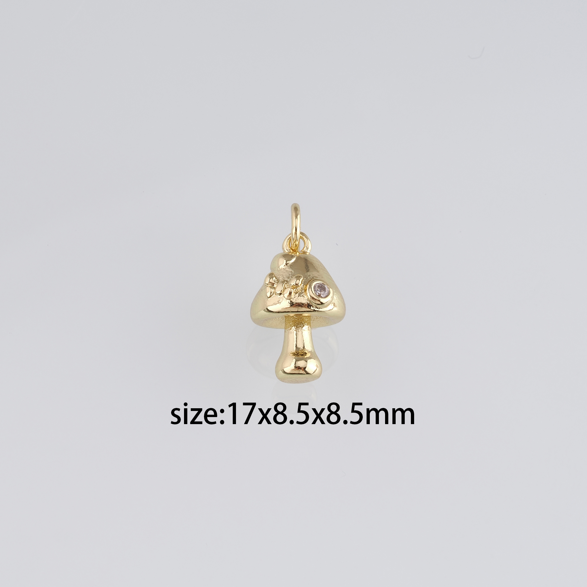 18K Gold Filled Mushroom Pendant,CZ Micro Pave Mushroom Charm Earrings Necklace for DIY Jewelry Making Supply