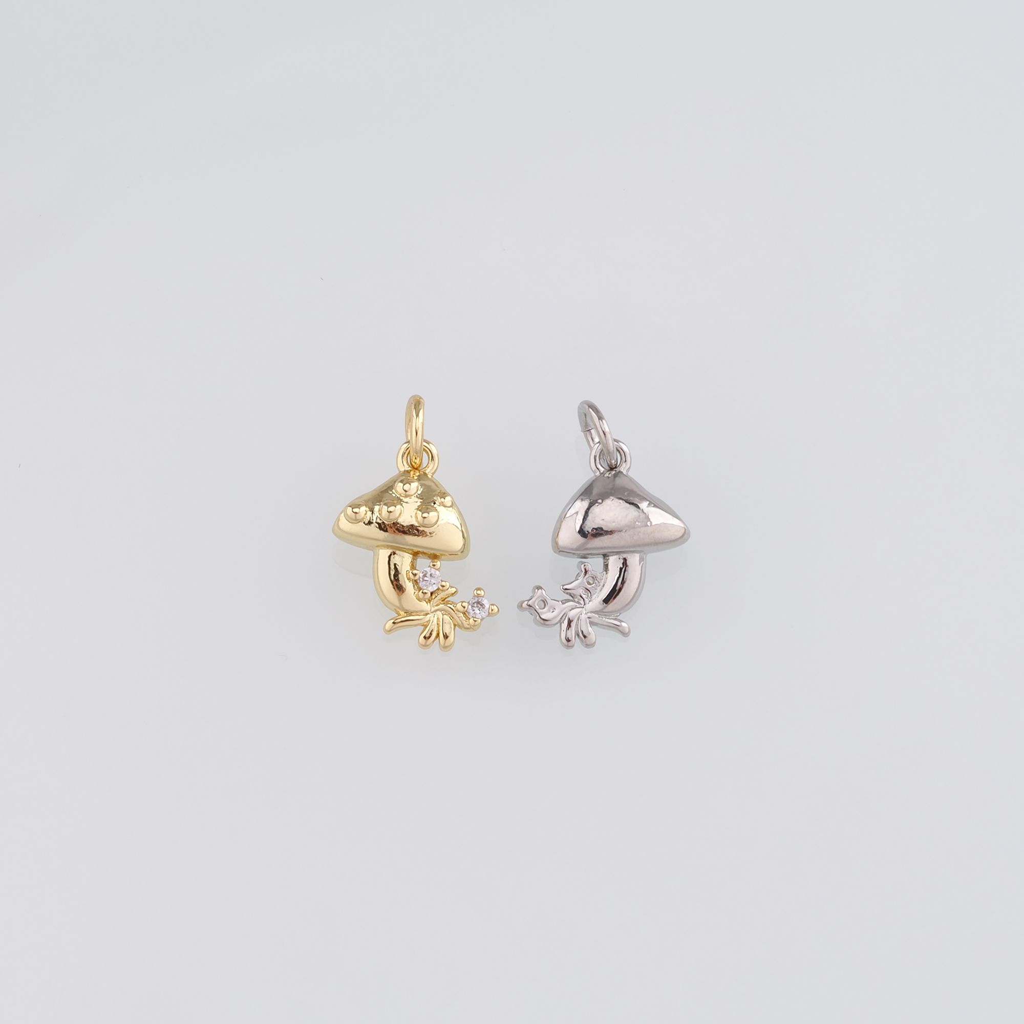 18K Gold Filled Mushroom Pendant,CZ Micro Pave Mushroom Charm Earrings Necklace for DIY Jewelry Making Supply