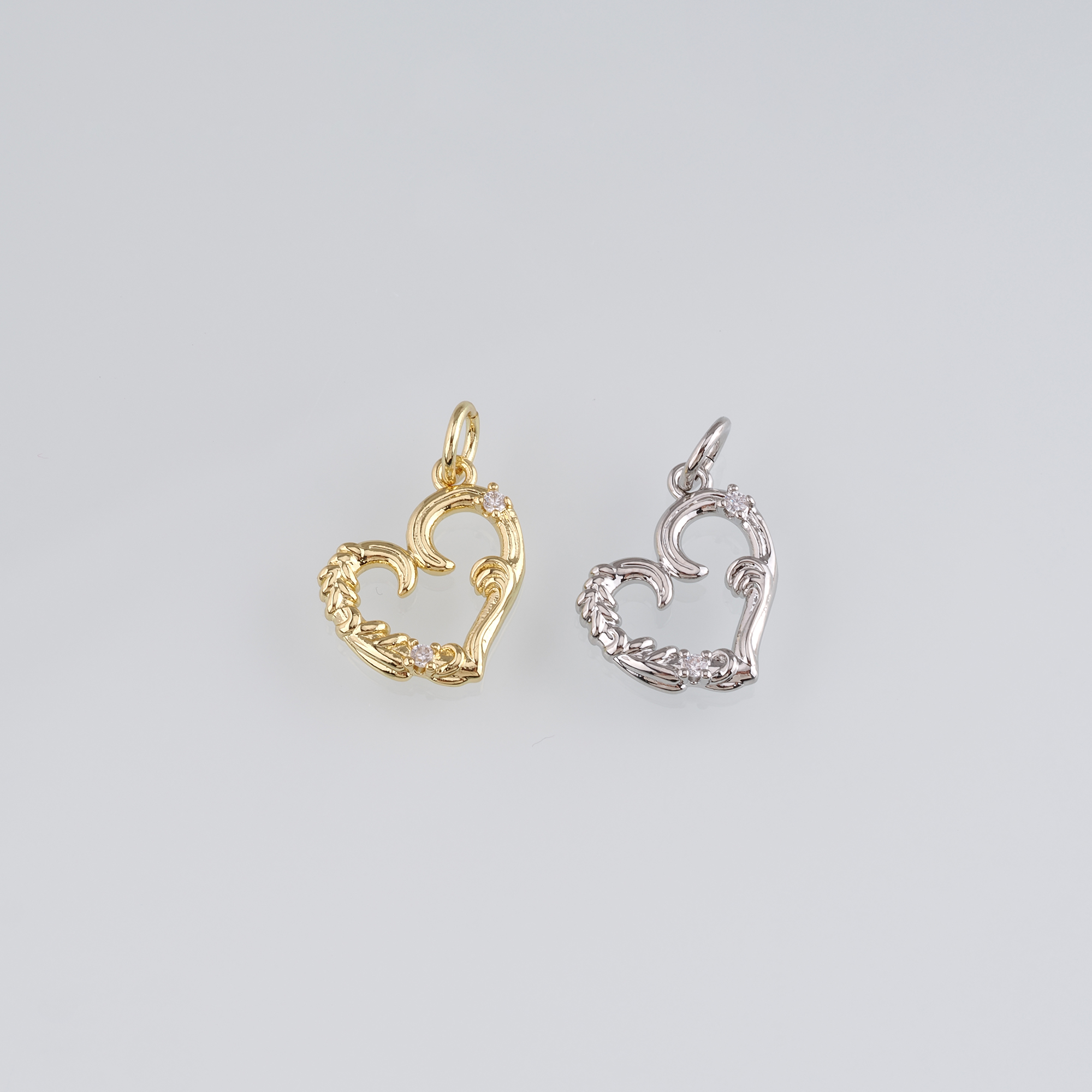 18K Gold Filled Heart Pendant,CZ Micro Pave Heart Charm Earrings Necklace for DIY Jewelry Making Supply