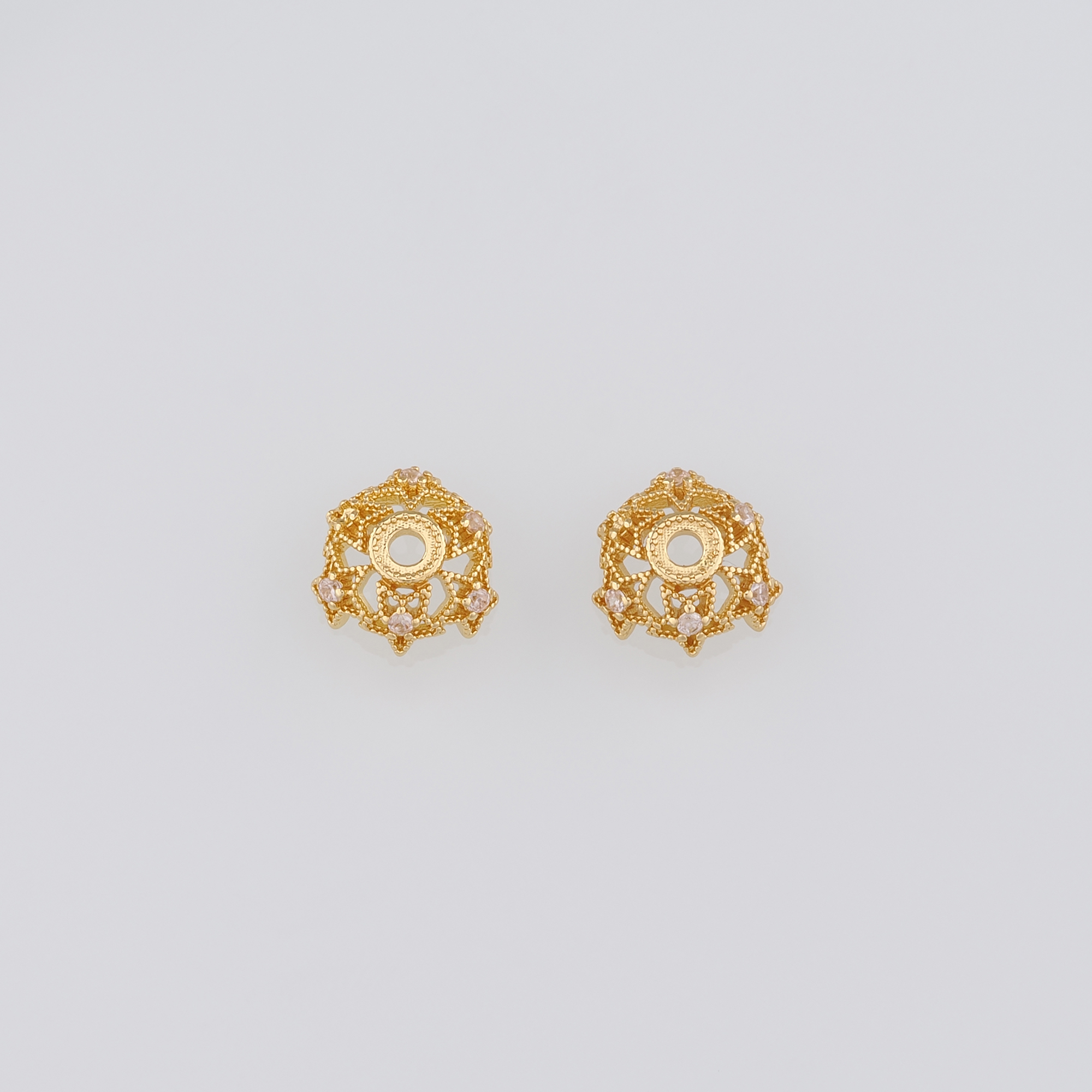10Pcs 18K Gold Filled Flower Bead Caps,Pearl Caps,CZ Micro Pave Flower Caps,DIY Jewelry Making Supply