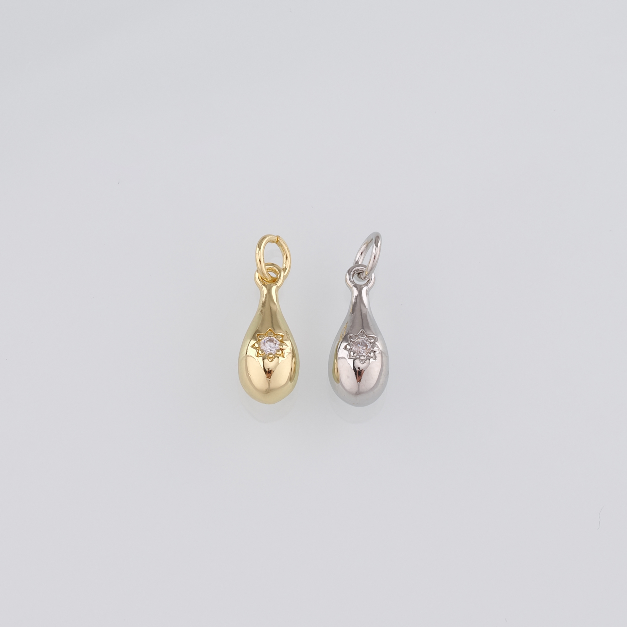 18K Gold Filled Teardrop Pendant,CZ Micro Pave Water Drop Charm Earrings Necklace for DIY Jewelry Making Supply