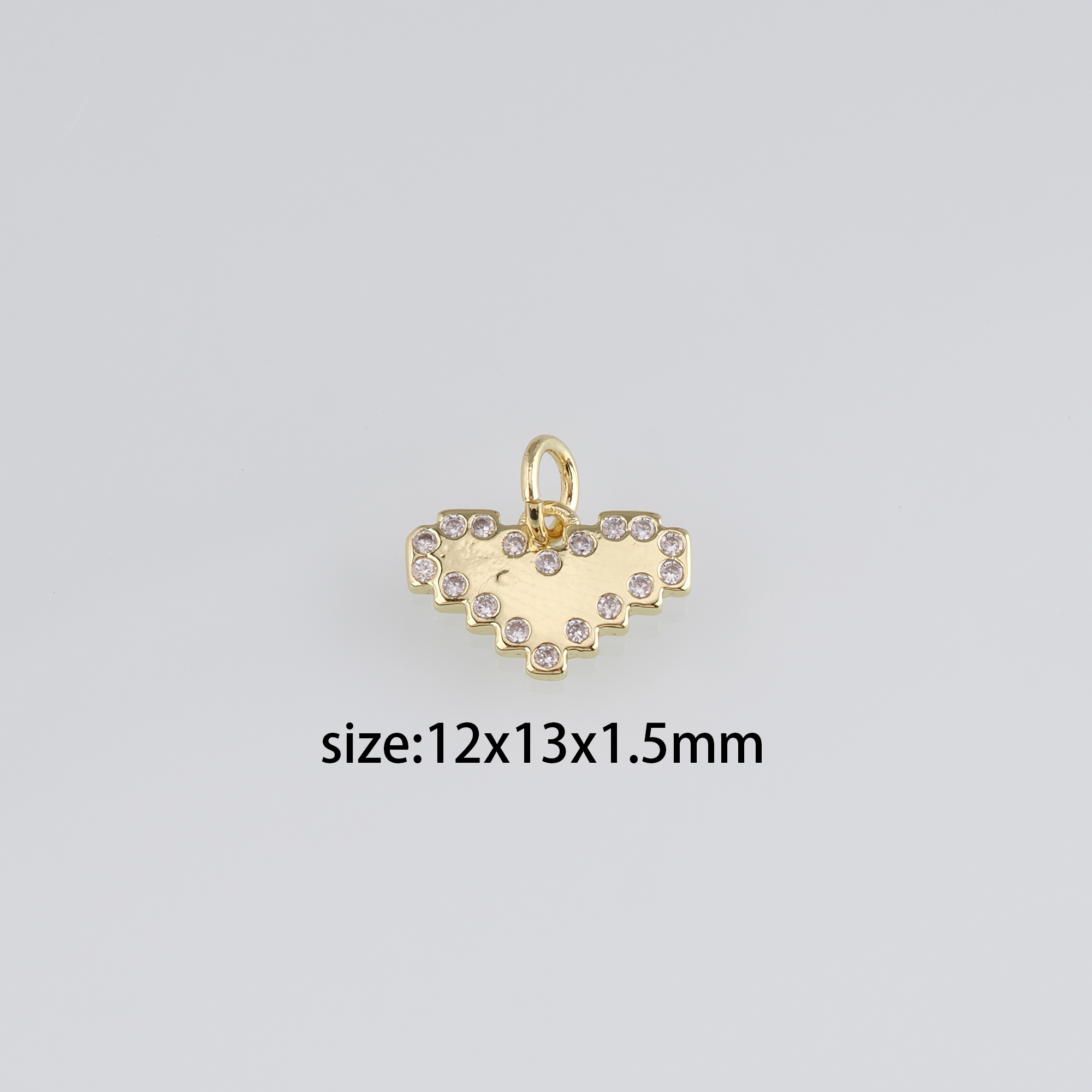 18K Gold Filled Heart Pendant,CZ Micro Pave Heart Charm Earrings Necklace for DIY Jewelry Making Supply
