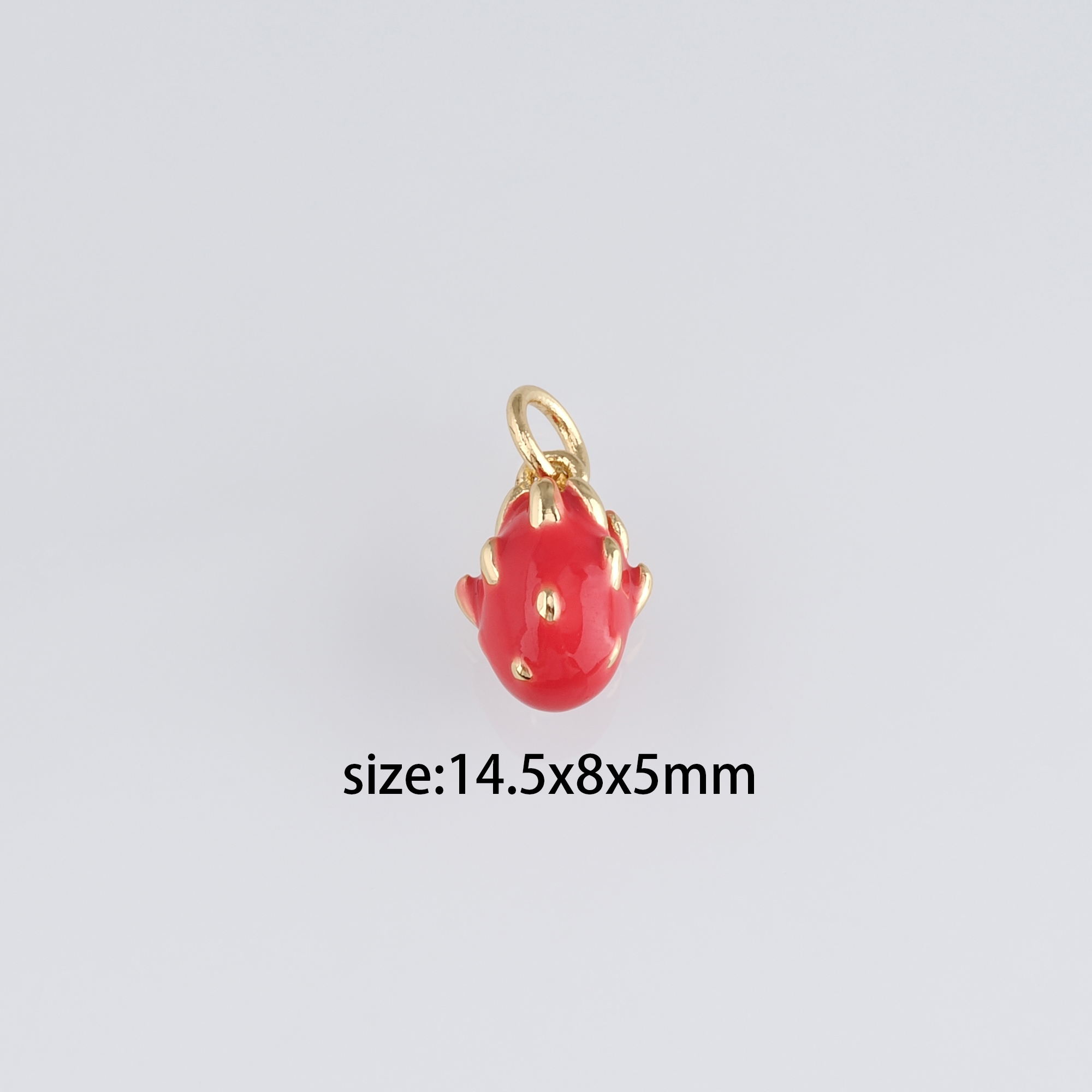 18K Gold Filled Dragon Fruit Pendant,Enamel Fruit Charm Earrings Necklace for DIY Jewelry Making Supply
