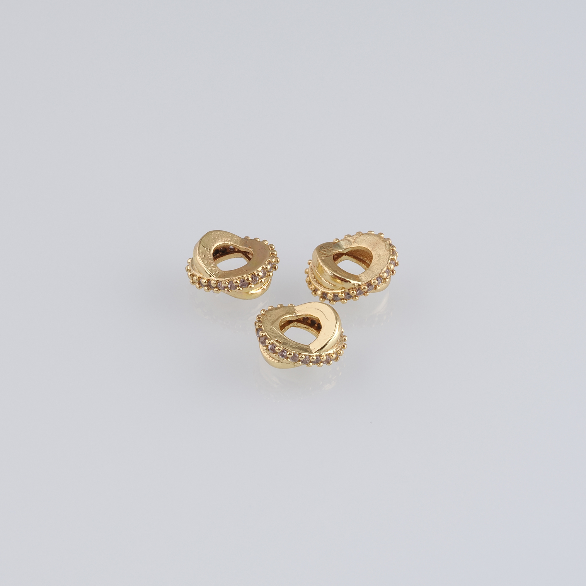 20Pcs 18K Gold Filled Flat Beads,CZ Micro Pave Oval Flat Spacer Beads,DIY Jewelry Making Supply