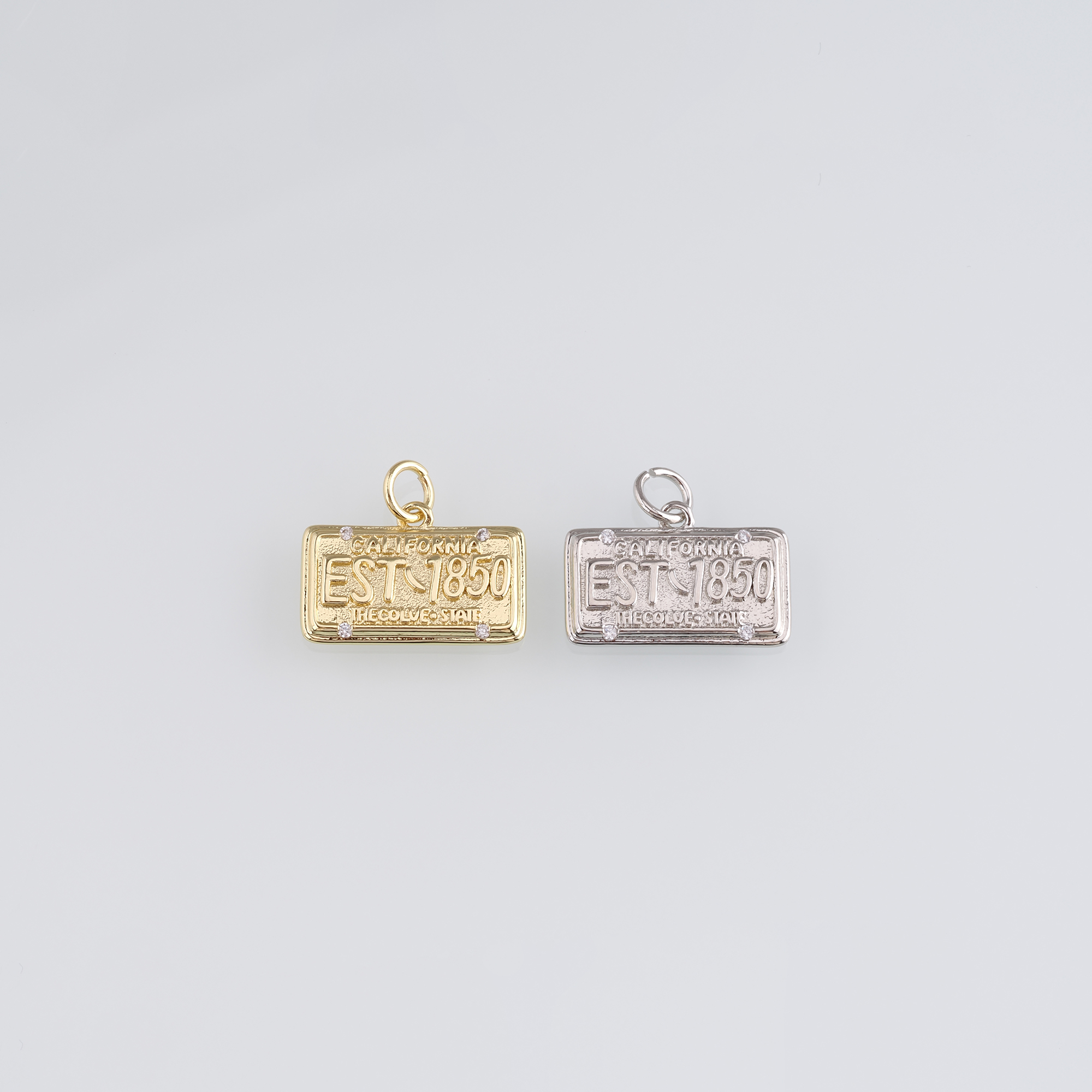 18K Gold Filled License Plate Pendant,Dainty License Plate Charm Earrings Necklace for DIY Jewelry Making Supply