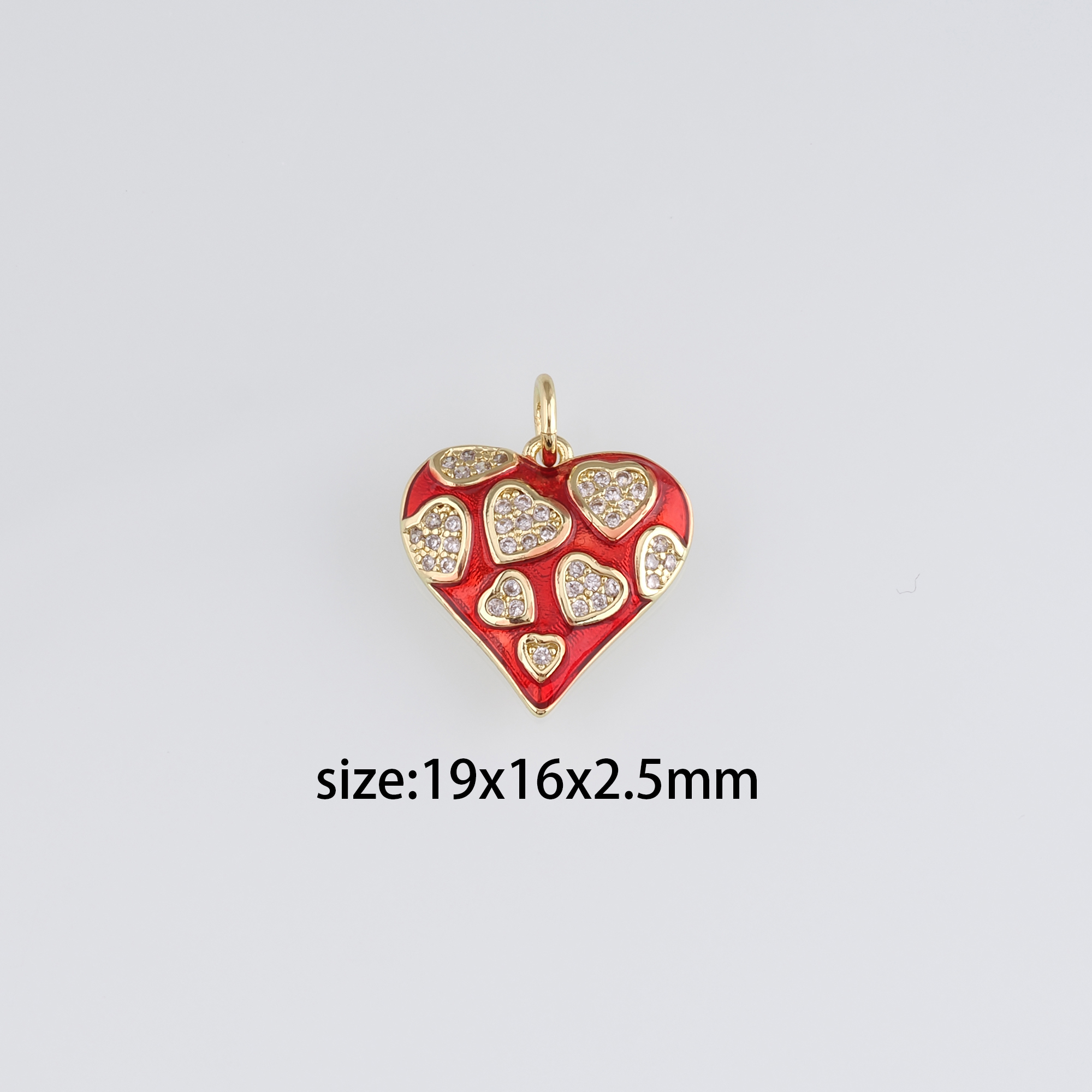 18K Gold Filled Heart Pendant,Enamel Heart Charm Earrings Necklace for DIY Jewelry Making Supply