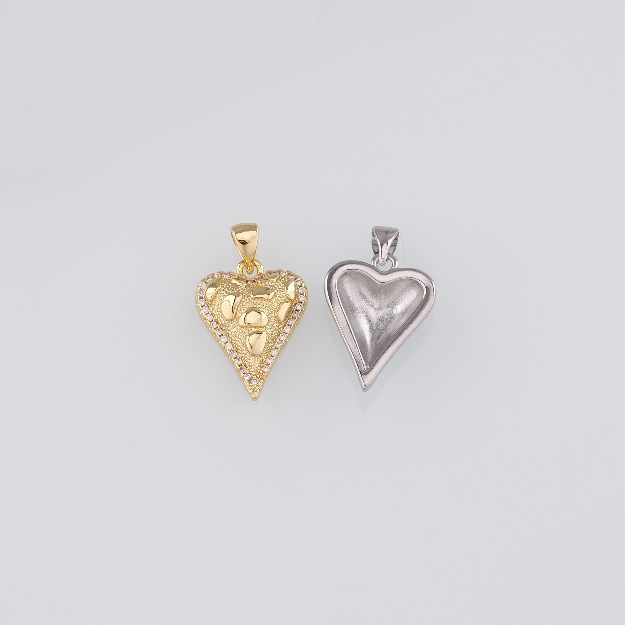 18K Gold Filled Heart Pendant,CZ Micro Pave Heart Charm Earrings Necklace for DIY Jewelry Making Supply