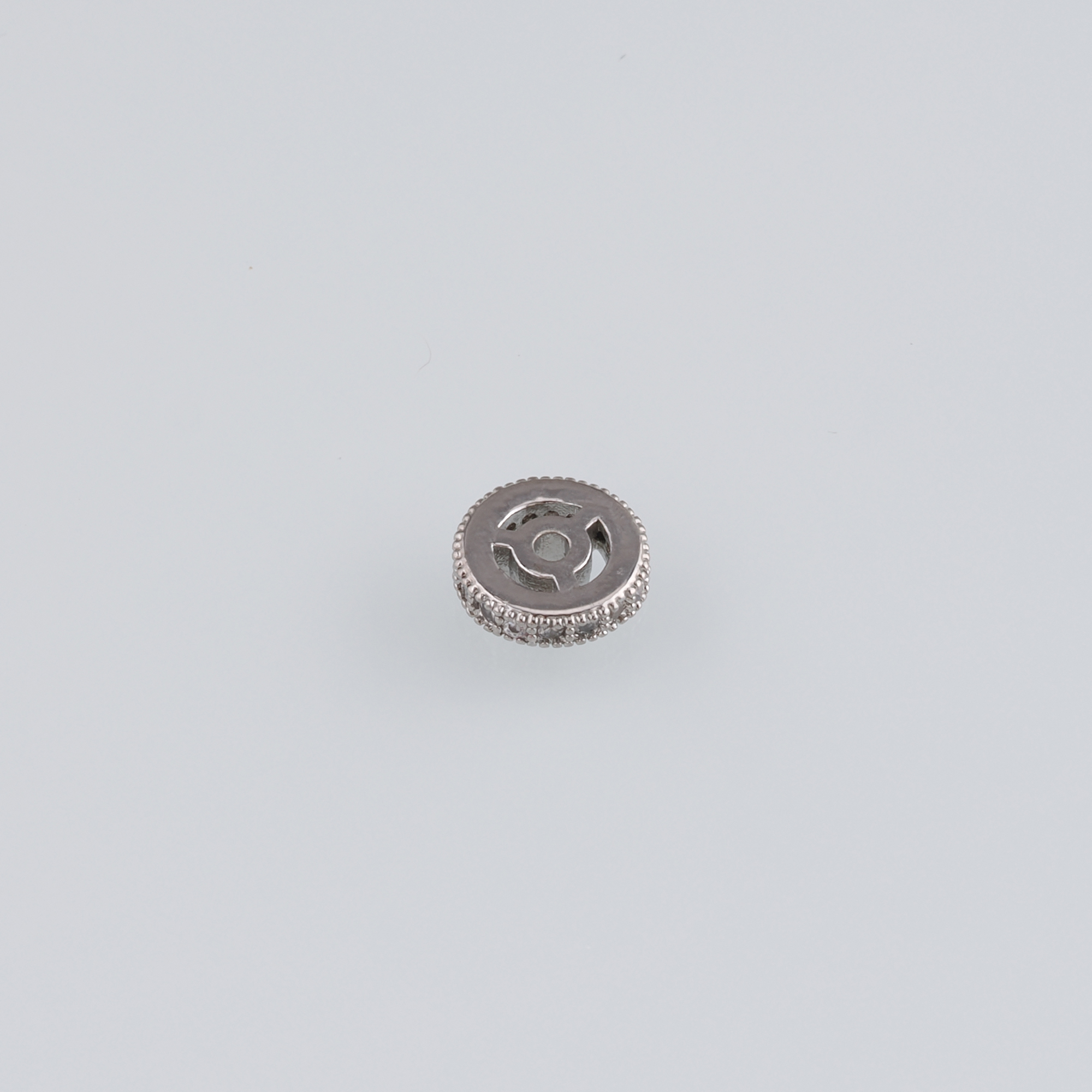 10Pcs 18K Gold Filled Wheel Beads,Flat Beads,CZ Micro Pave Round Flat Spacer Beads,DIY Jewelry Making Supply
