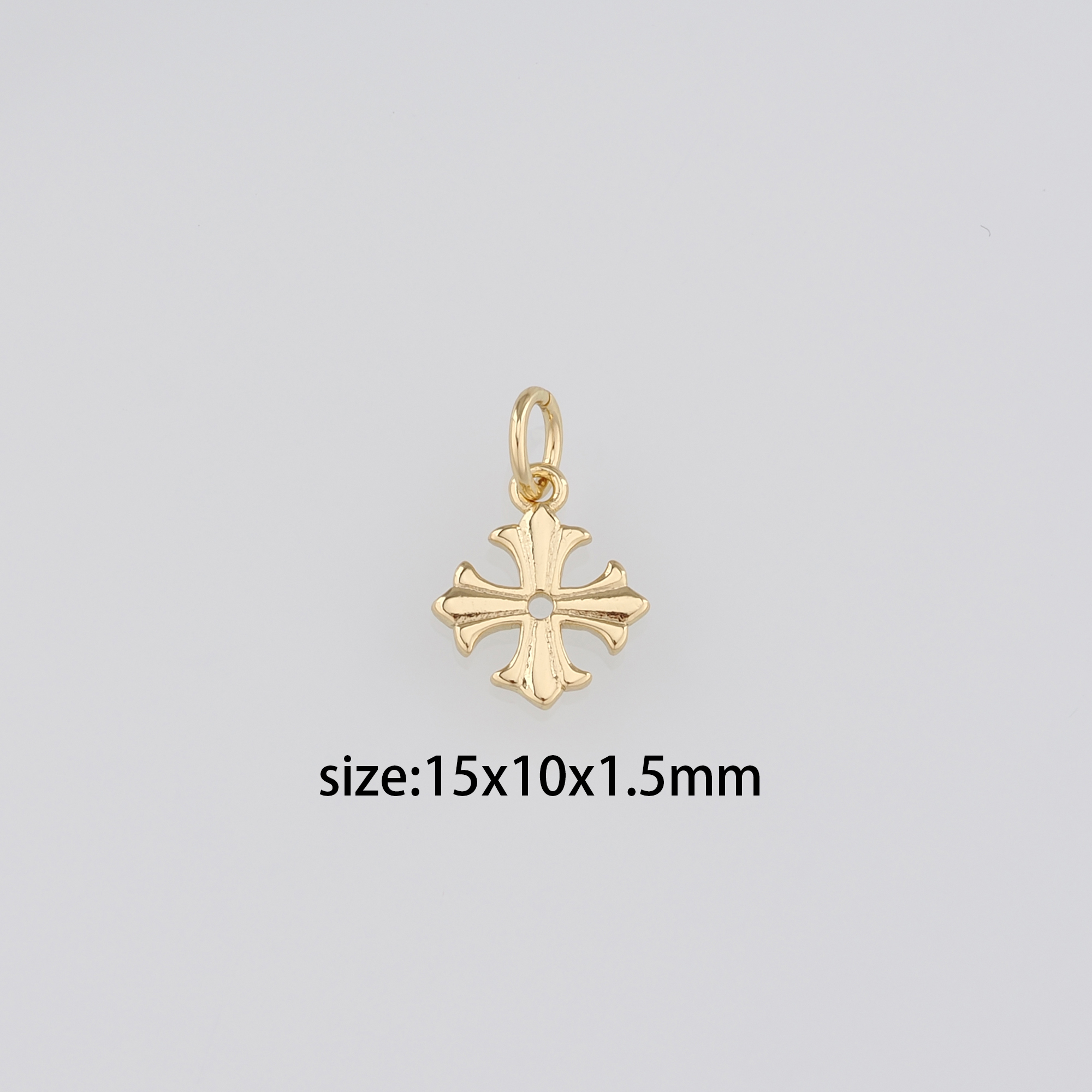 18K Gold Filled Cross Pendant,Religious Charm Earrings Necklace for DIY Jewelry Making Supply