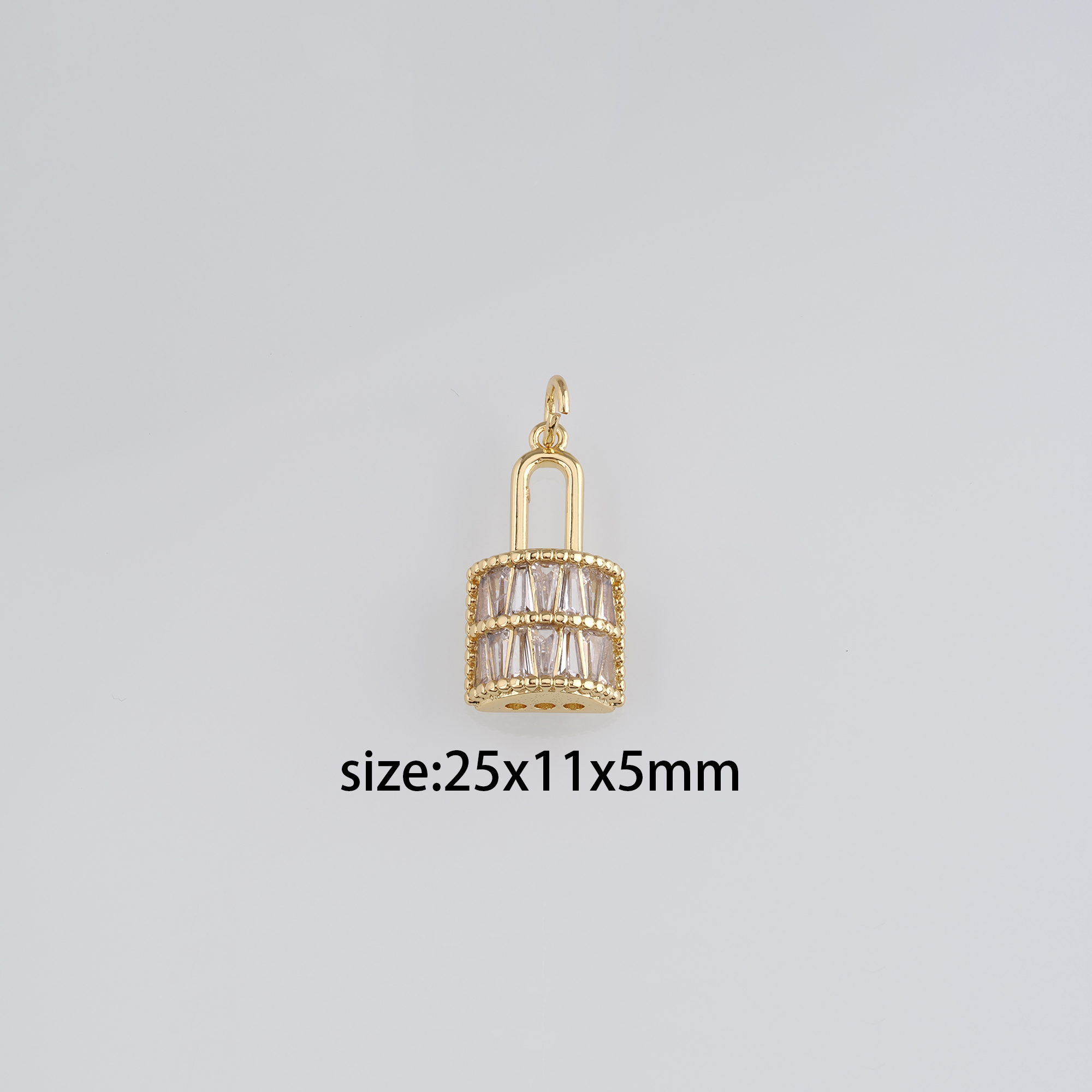 18K Gold Filled Lock Pendant,CZ Micro Pave Lock Charm Earrings Necklace for DIY Jewelry Making Supply
