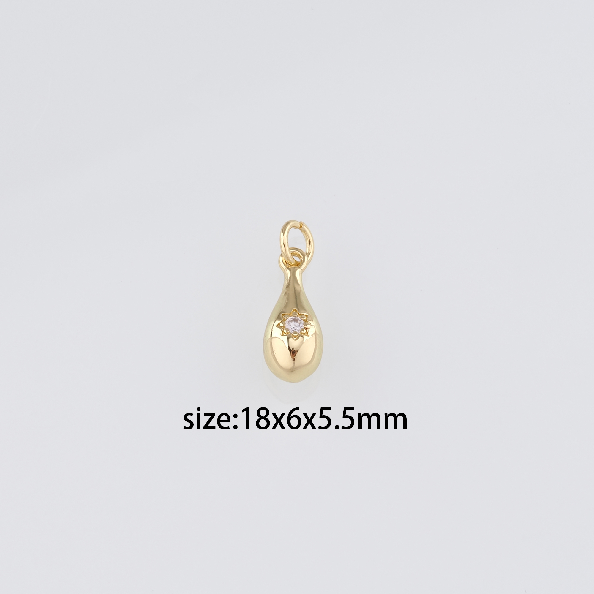 18K Gold Filled Teardrop Pendant,CZ Micro Pave Water Drop Charm Earrings Necklace for DIY Jewelry Making Supply