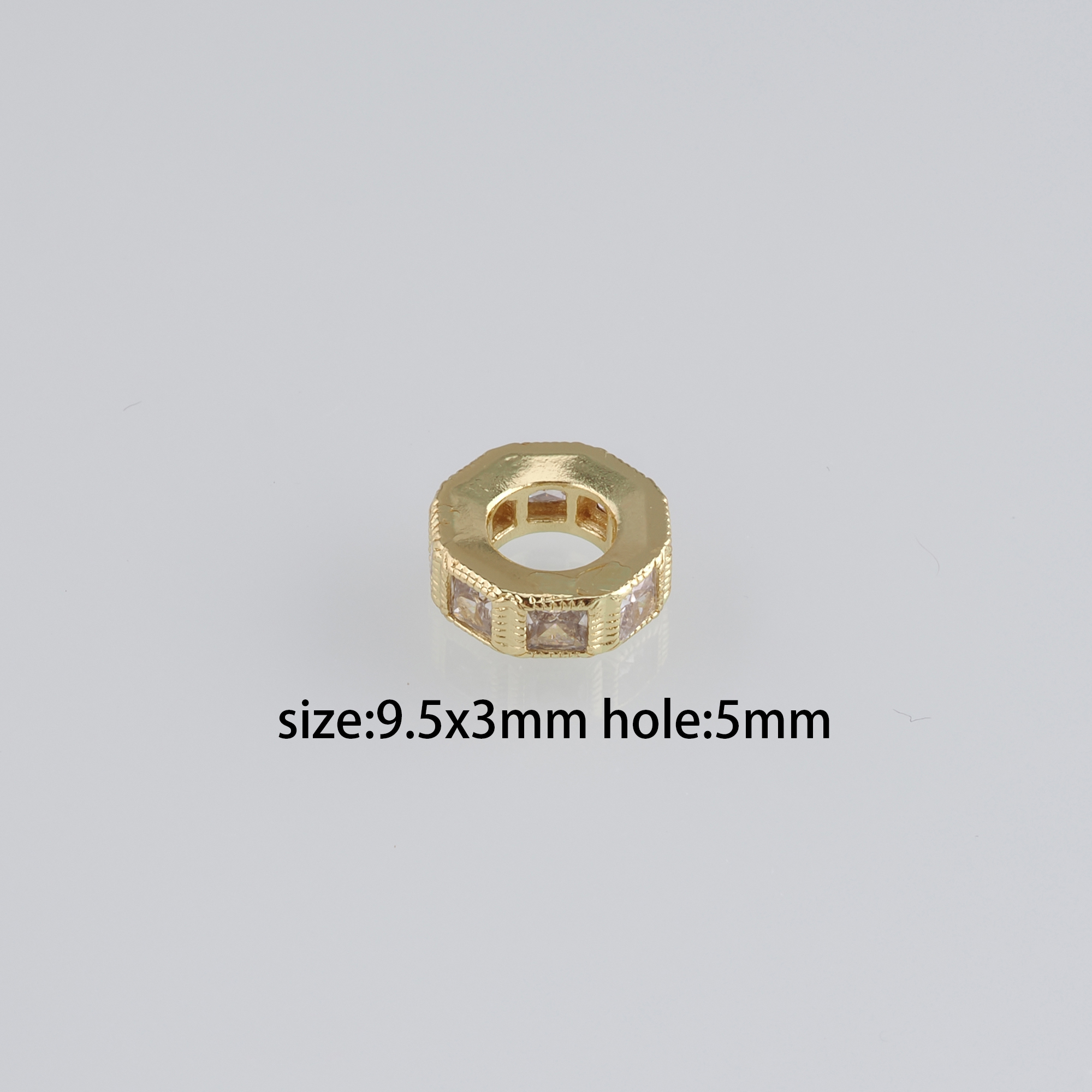 10Pcs 18K Gold Filled Round Flat Spacer Beads,CZ Micro Pave Round Spacer Beads,DIY Jewelry Making Supply