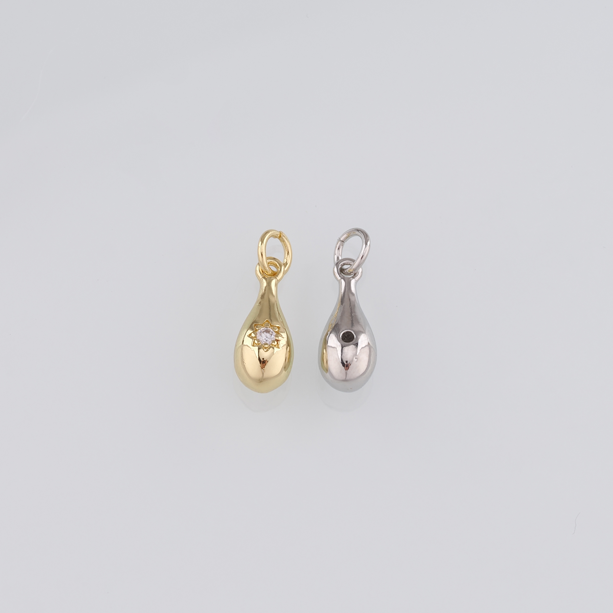 18K Gold Filled Teardrop Pendant,CZ Micro Pave Water Drop Charm Earrings Necklace for DIY Jewelry Making Supply