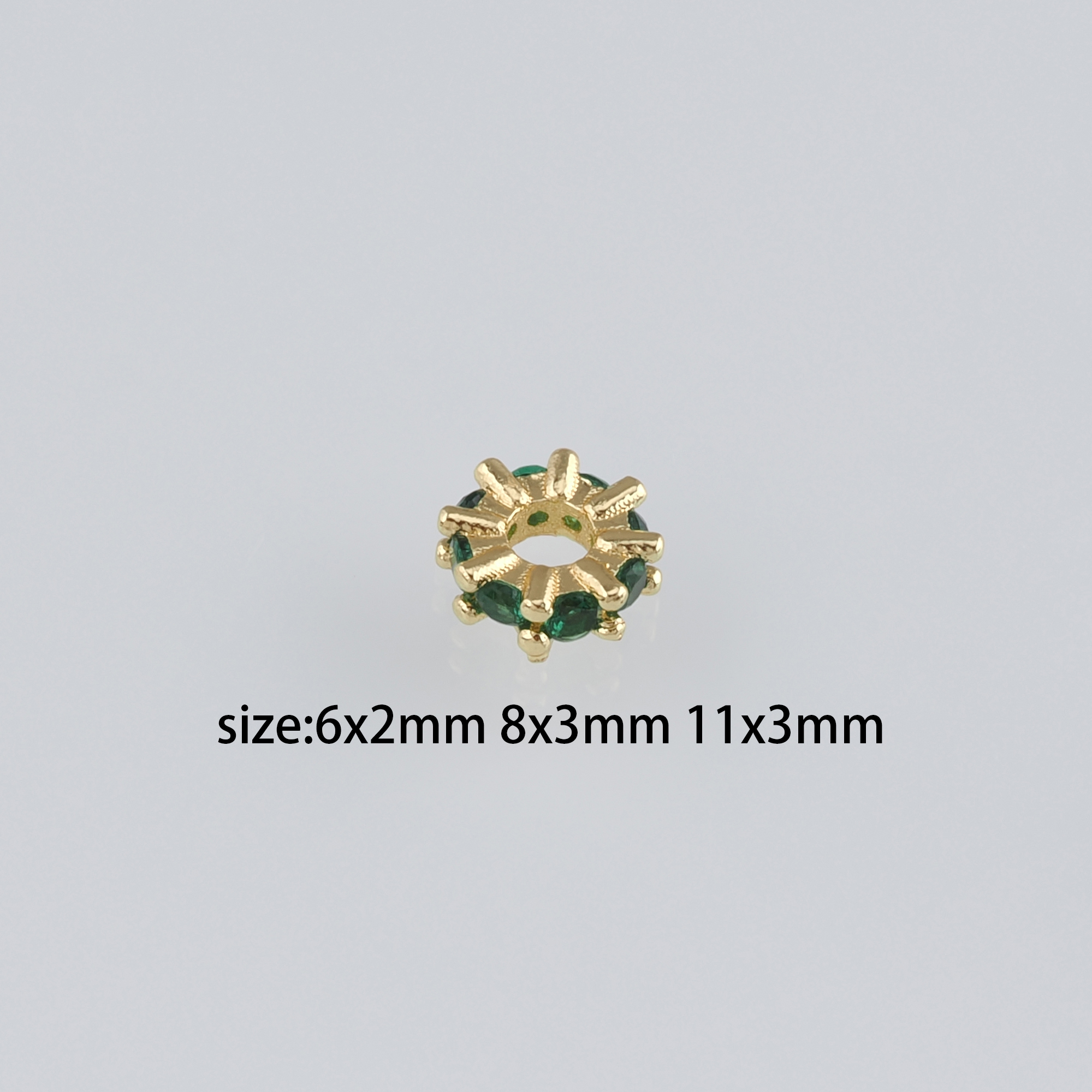 20Pcs 18K Gold Filled Flat Beads,CZ Micro Pave Round Flat Spacer Beads,DIY Jewelry Making Supply