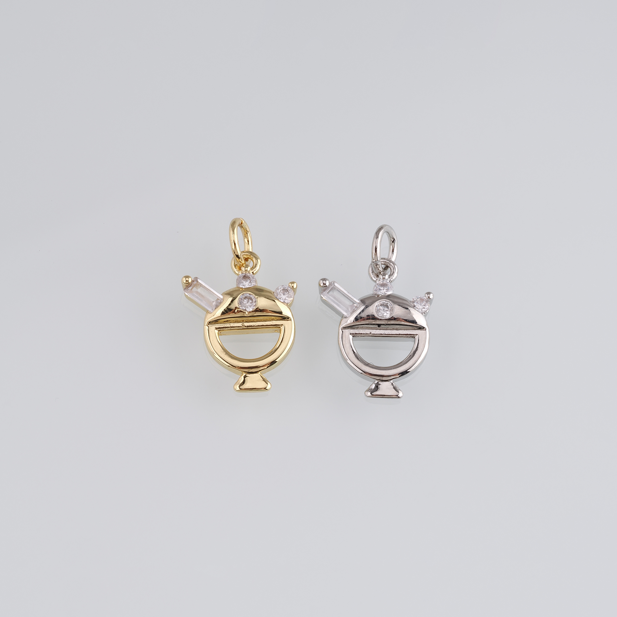 18K Gold Filled Ice Cream Pendant,CZ Micro Pave Ice Cream Charm Earrings Necklace for DIY Jewelry Making Supply