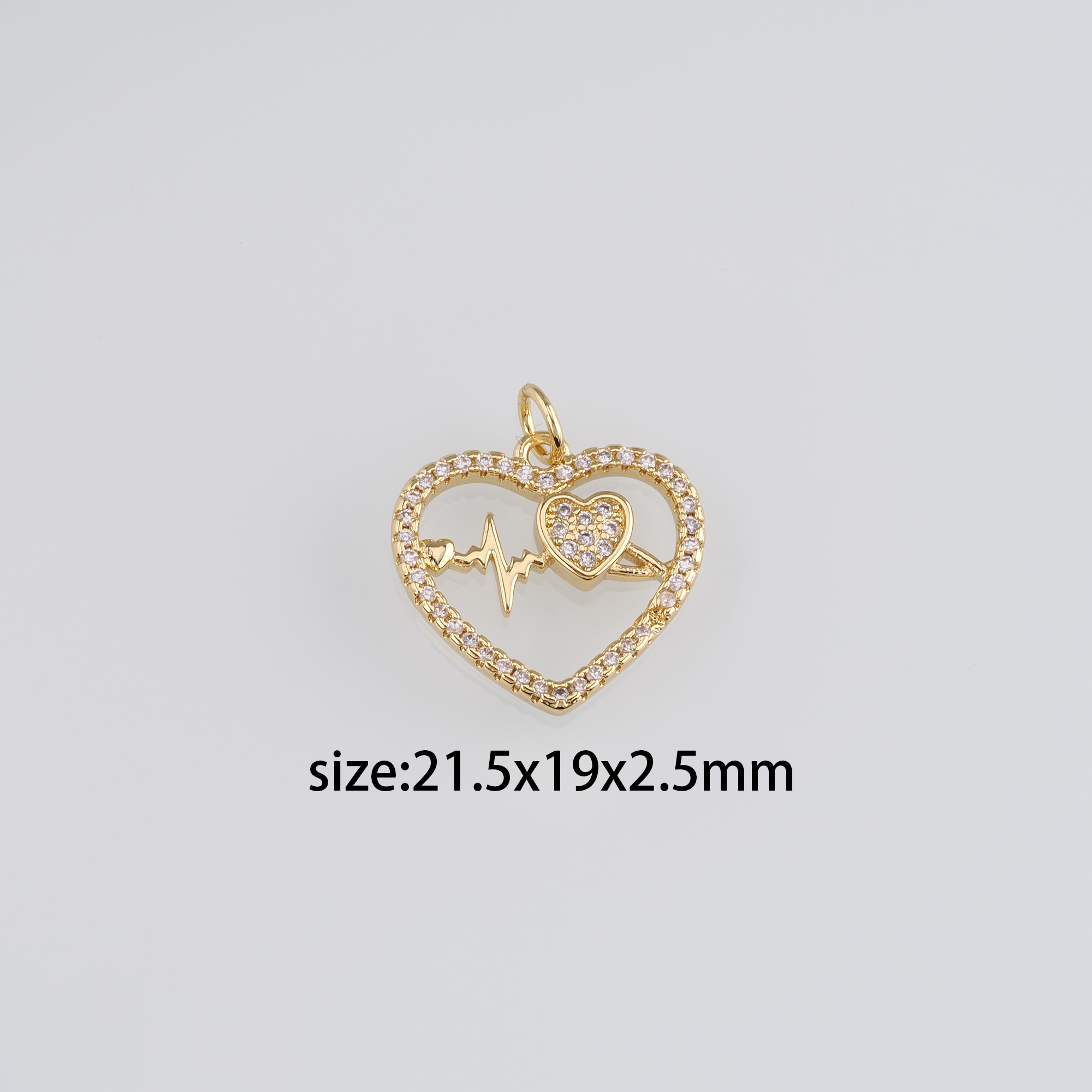 18K Gold Filled Heart Pendant,CZ Micro Pave Heart Charm Earrings Necklace for DIY Jewelry Making Supply