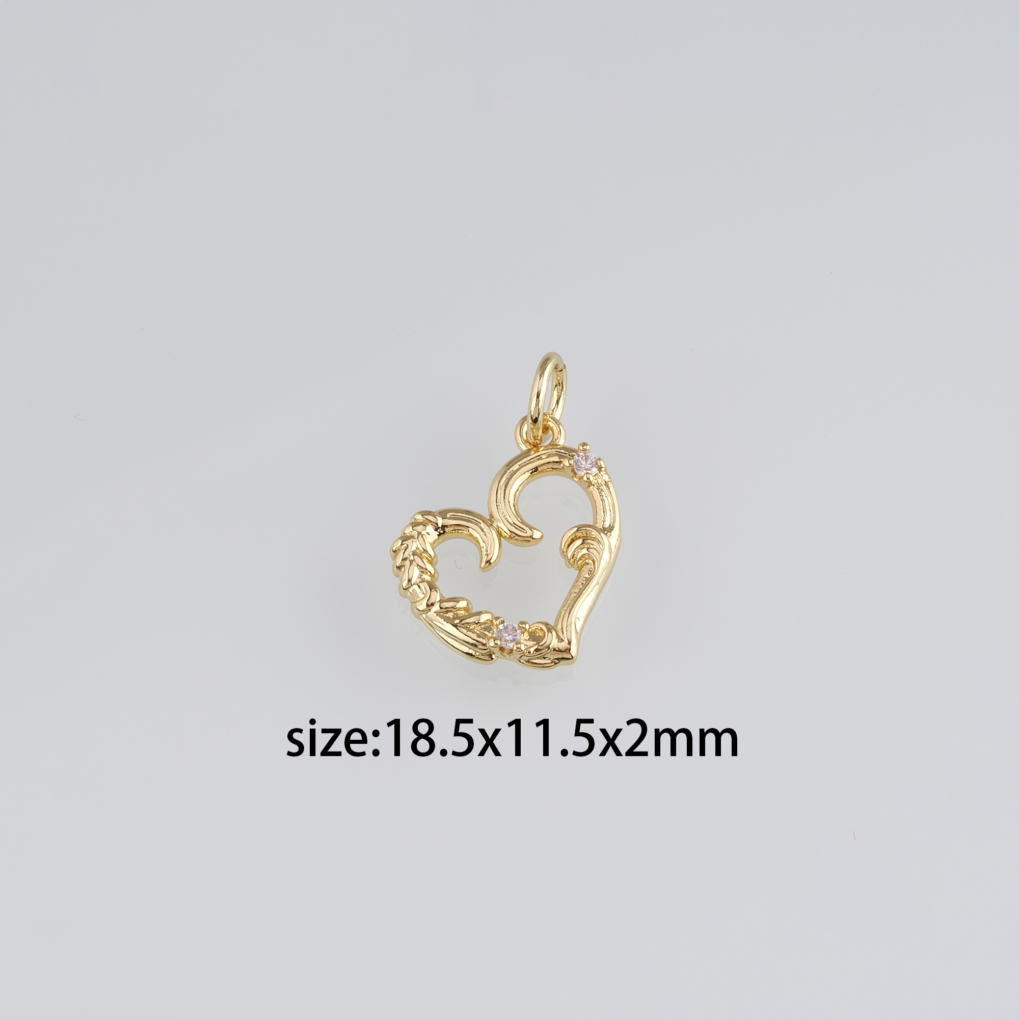 18K Gold Filled Heart Pendant,CZ Micro Pave Heart Charm Earrings Necklace for DIY Jewelry Making Supply