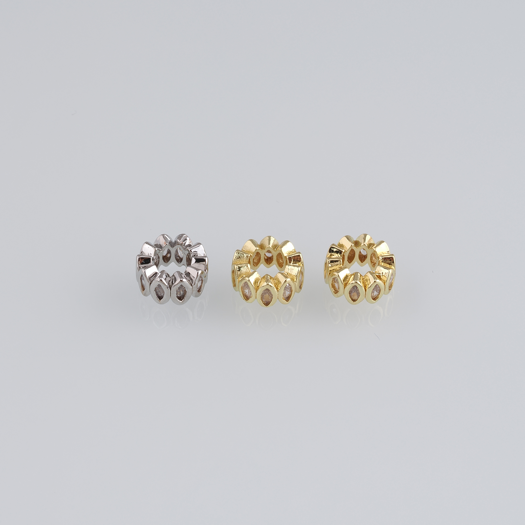 10Pcs 18K Gold Filled Round Spacer Beads,CZ Micro Pave Eye Spacer Beads,DIY Jewelry Making Supply