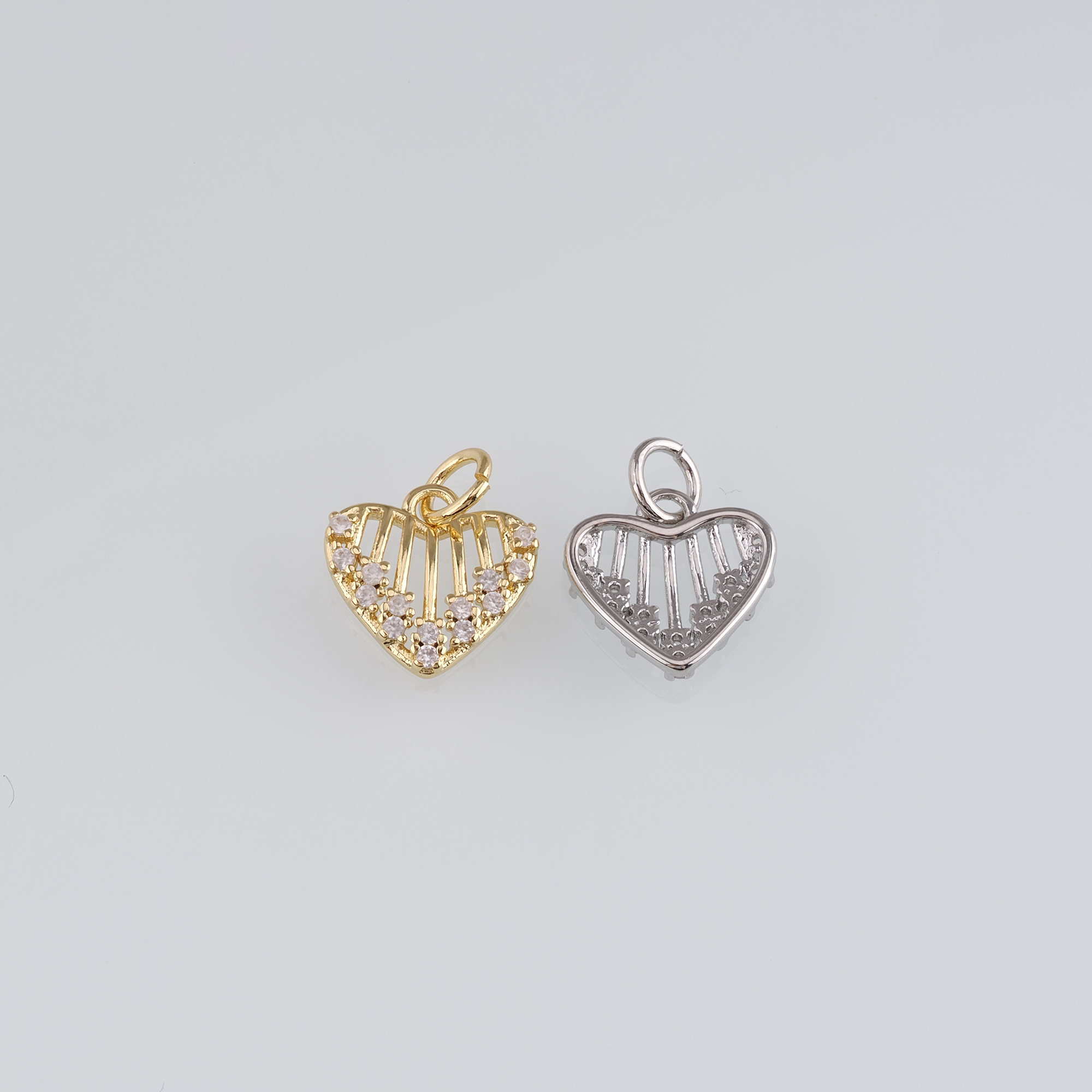 18K Gold Filled Heart Pendant,CZ Micro Pave Heart Charm Earrings Necklace for DIY Jewelry Making Supply
