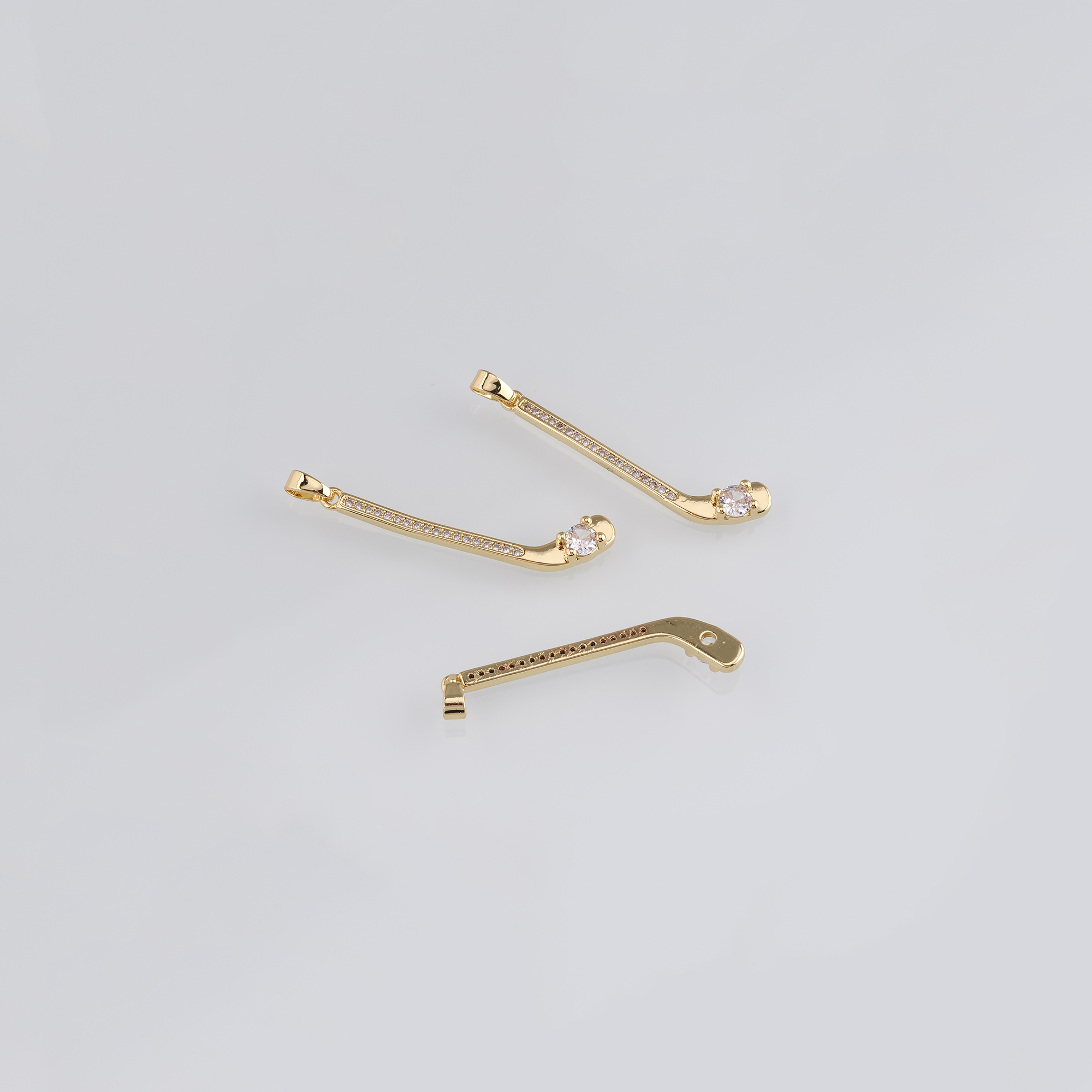 18K Gold Filled Golf Clubs Pendant,CZ Micro Pave Golf Club Charm Earrings Necklace for DIY Jewelry Making Supply