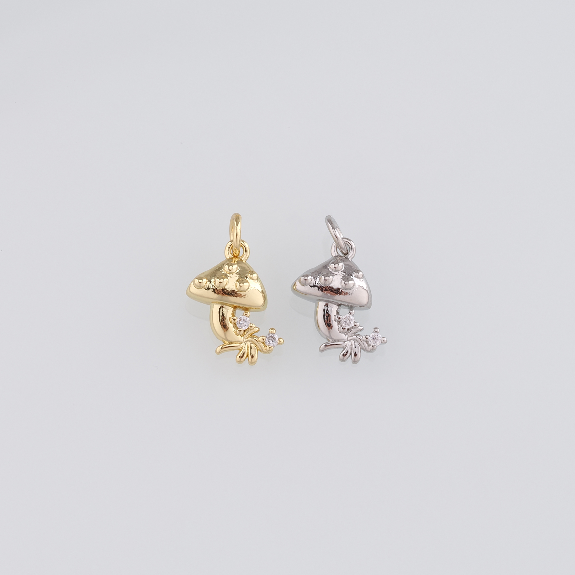 18K Gold Filled Mushroom Pendant,CZ Micro Pave Mushroom Charm Earrings Necklace for DIY Jewelry Making Supply