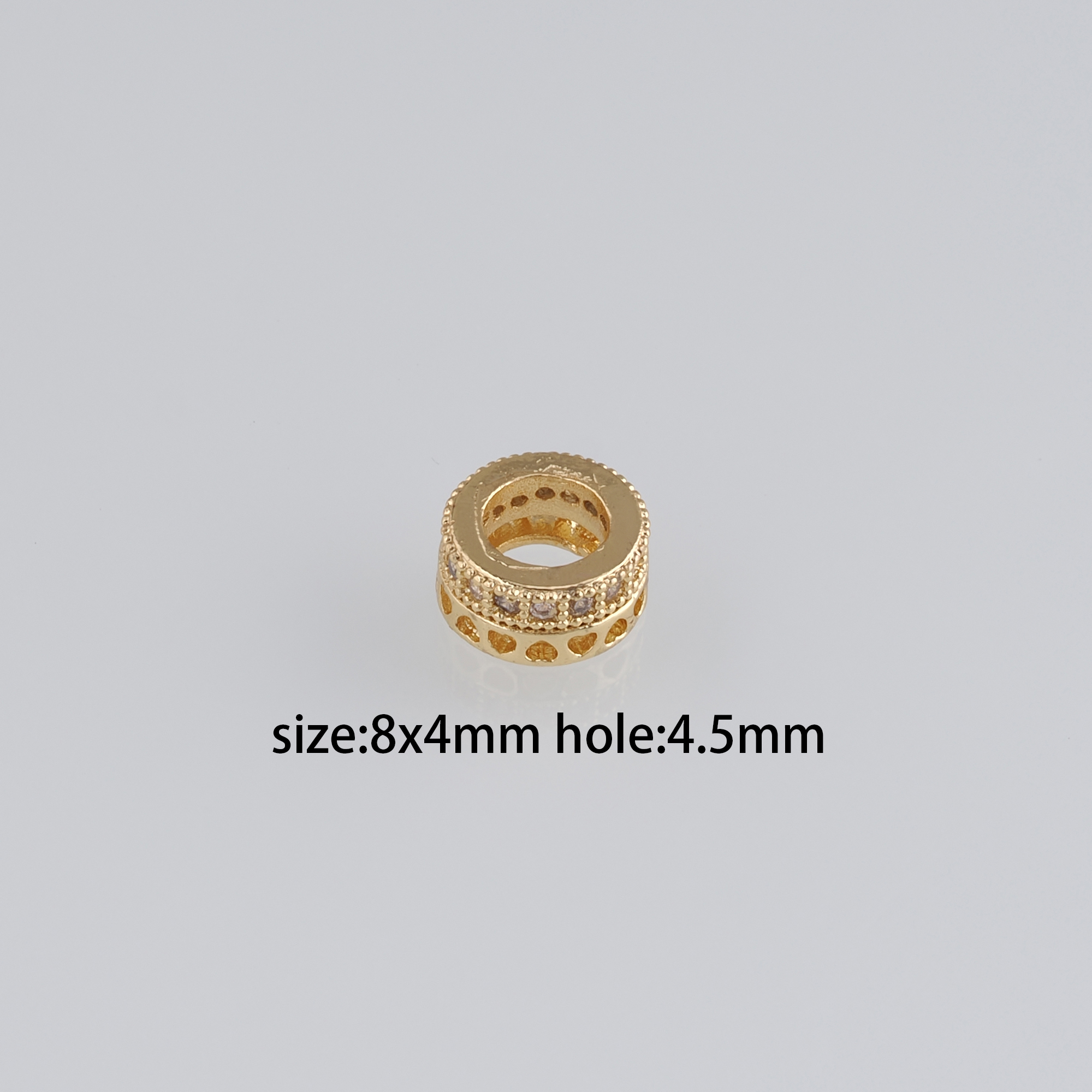 10Pcs 18K Gold Filled Heart Spacer Beads,CZ Micro Pave Heart Beads,DIY Jewelry Making Supply