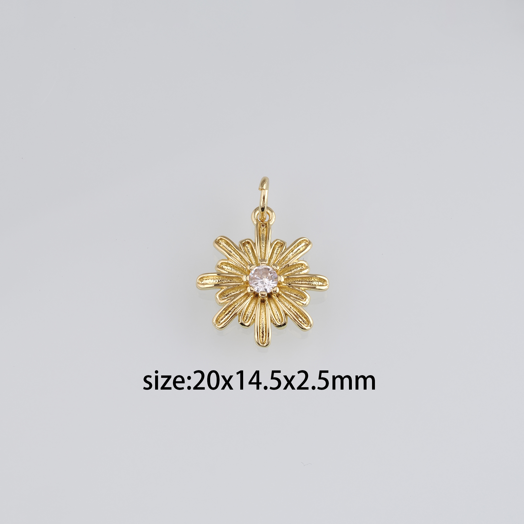 18K Gold Filled Flower Pendant,CZ Micro Pave Flower Charm Earrings Necklace for DIY Jewelry Making Supply