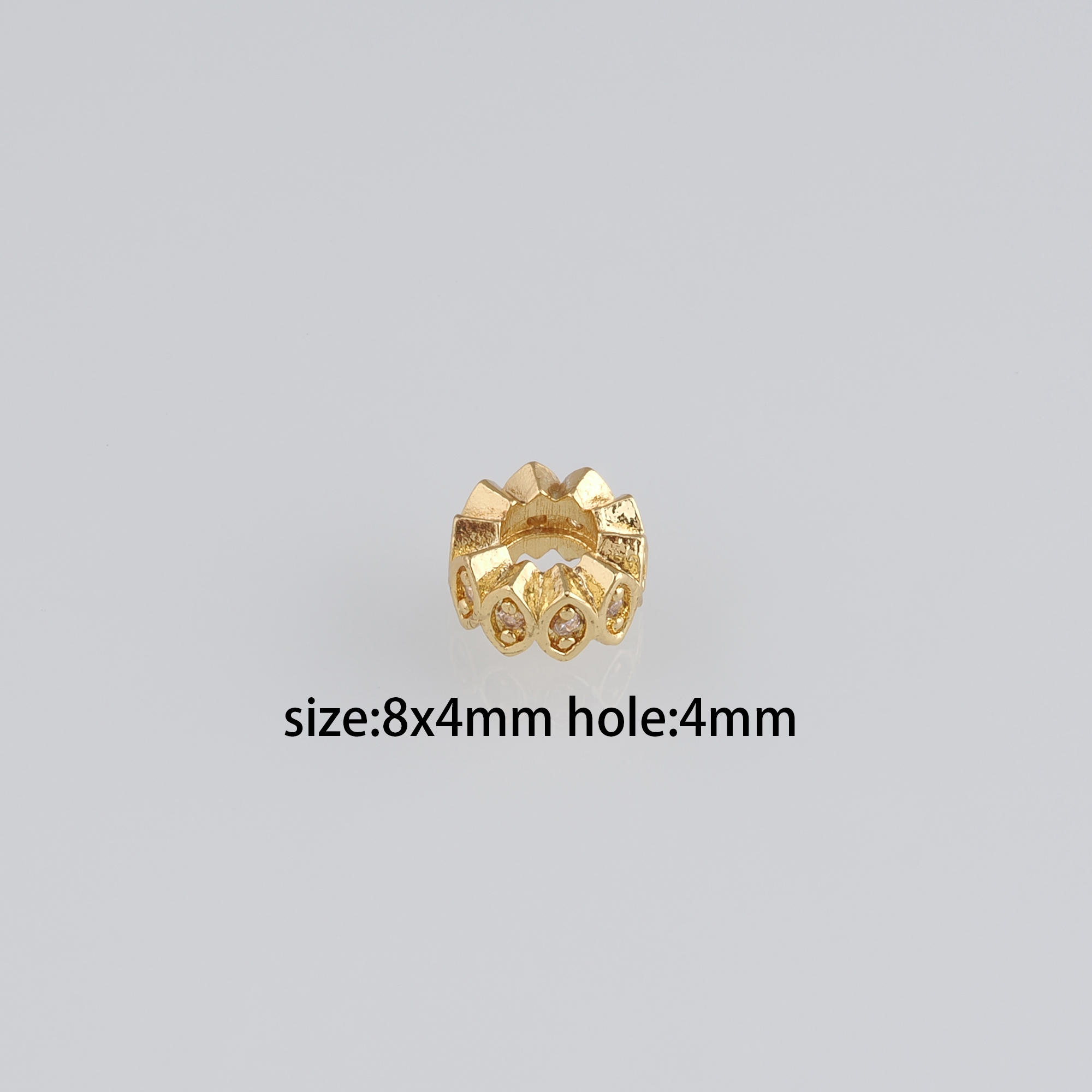 10Pcs 18K Gold Filled Round Spacer Beads,CZ Micro Pave Eye Spacer Beads,DIY Jewelry Making Supply