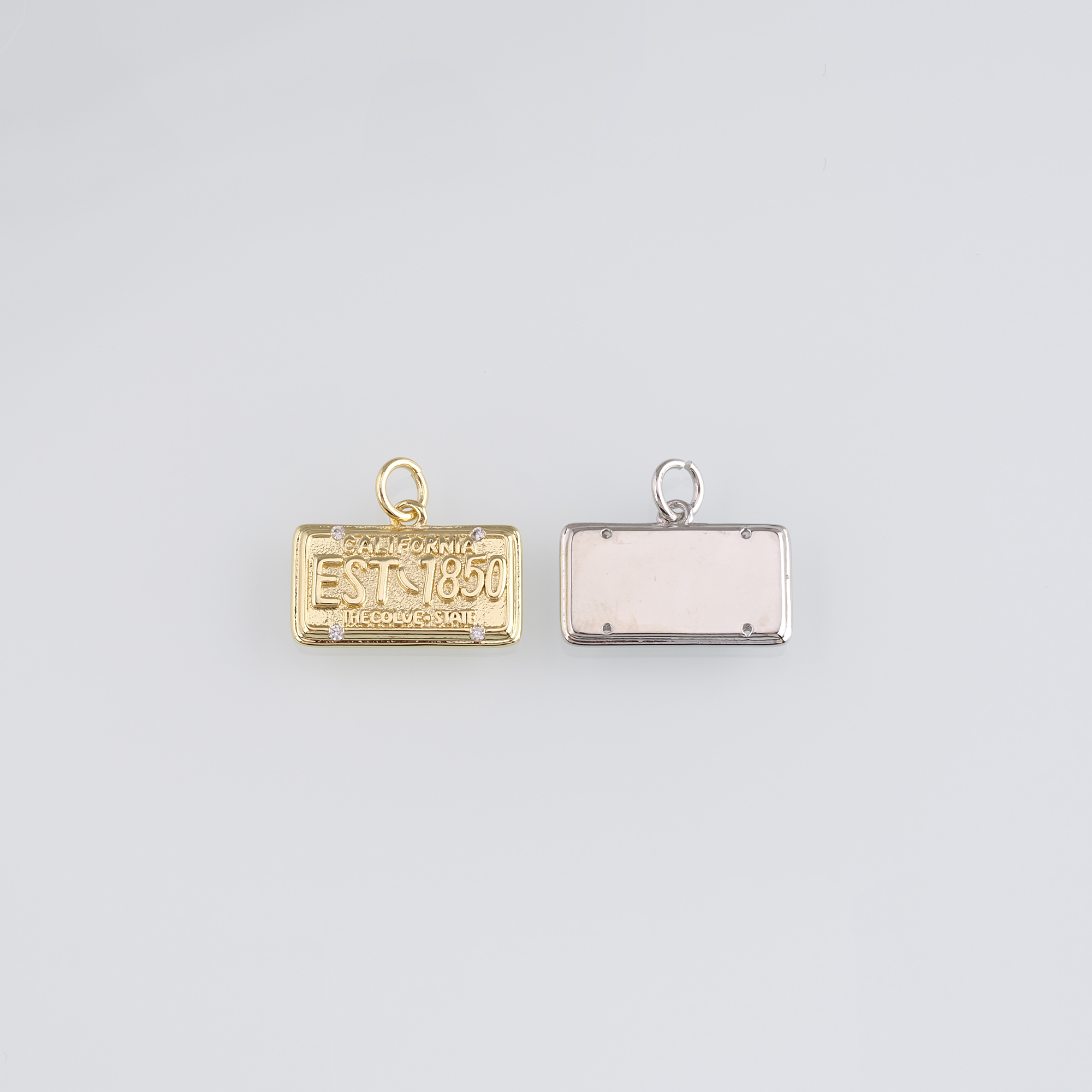18K Gold Filled License Plate Pendant,Dainty License Plate Charm Earrings Necklace for DIY Jewelry Making Supply
