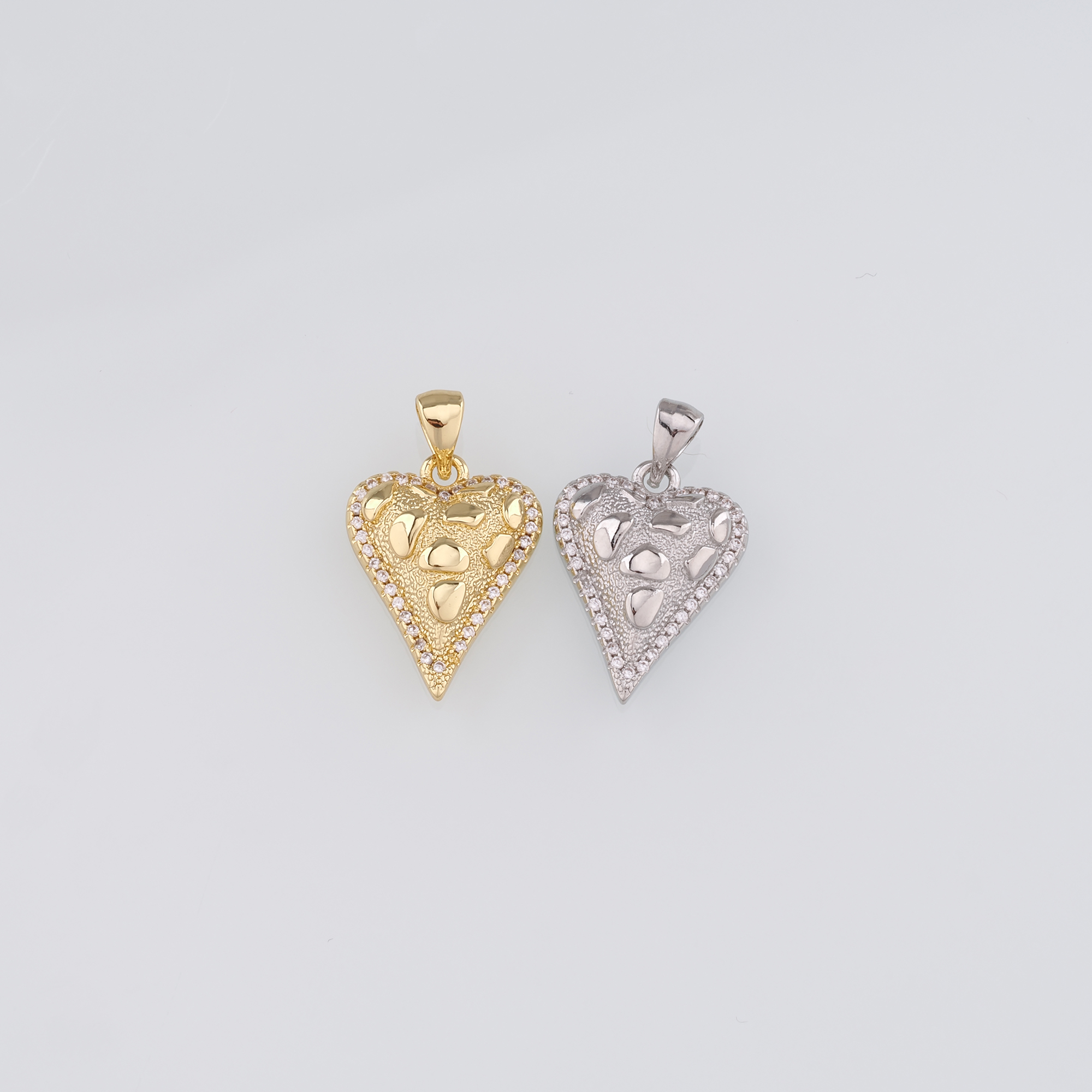 18K Gold Filled Heart Pendant,CZ Micro Pave Heart Charm Earrings Necklace for DIY Jewelry Making Supply