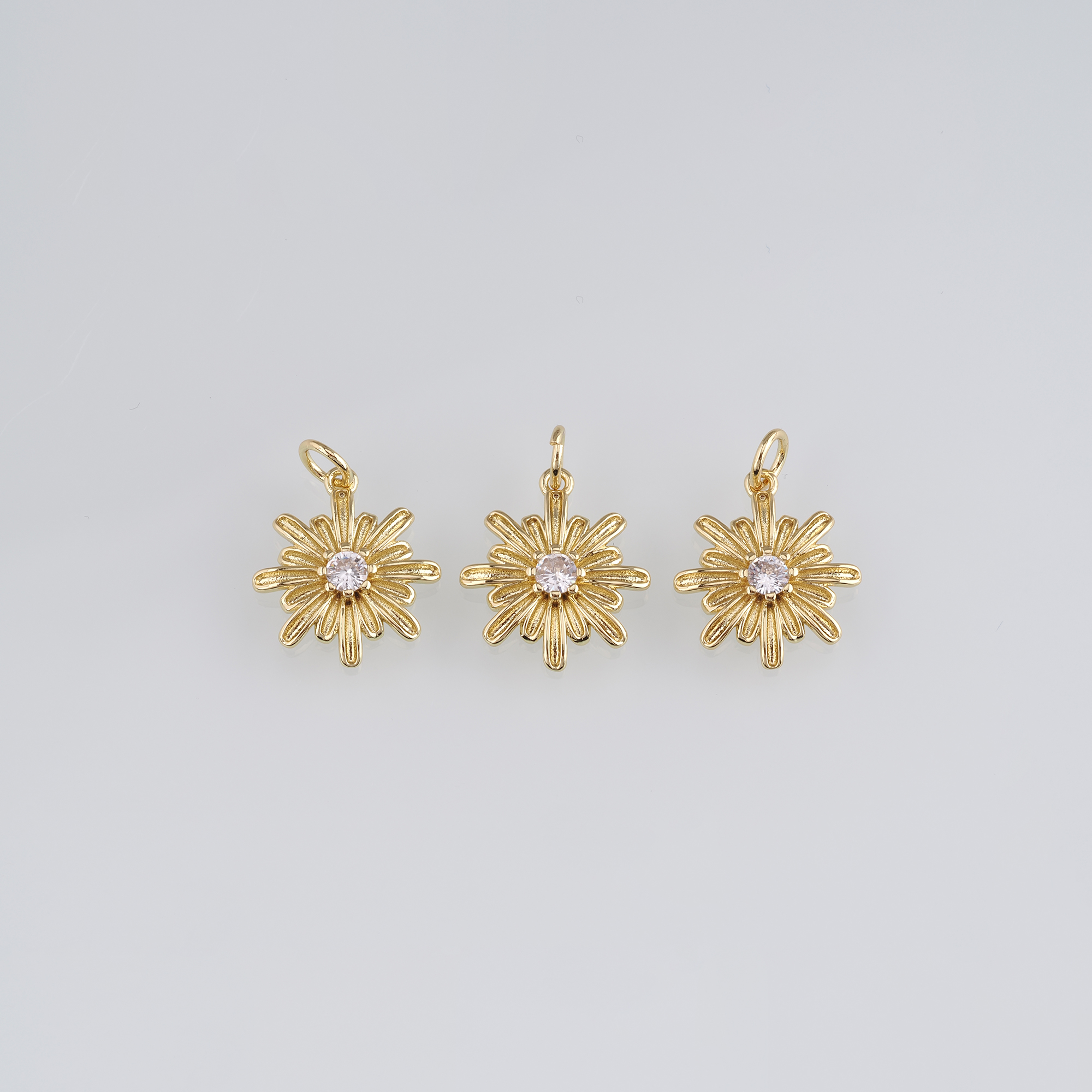 18K Gold Filled Flower Pendant,CZ Micro Pave Flower Charm Earrings Necklace for DIY Jewelry Making Supply