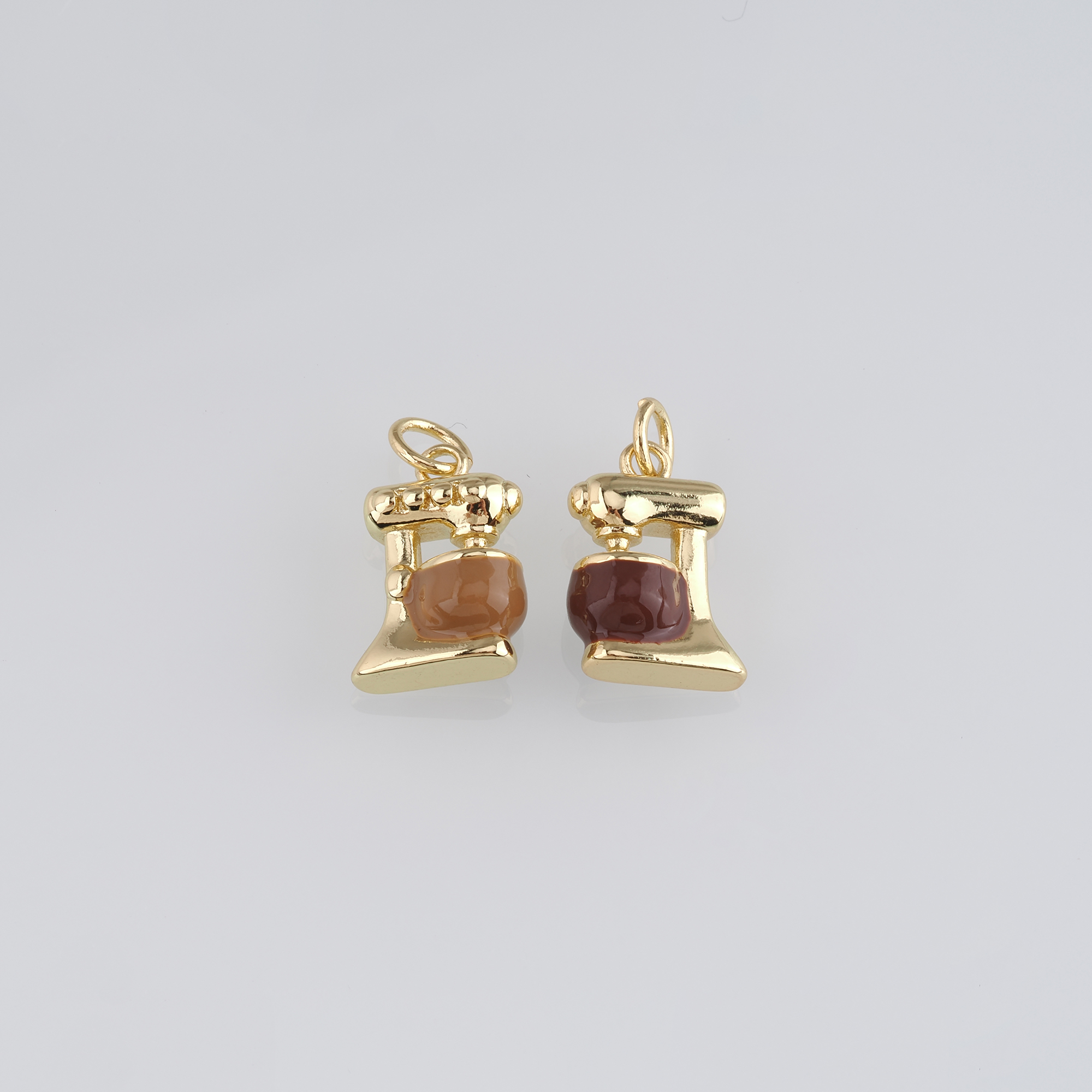 18K Gold Filled Coffee Machine Pendant,Enamel Coffee Machine Charm Earrings Necklace for DIY Jewelry Making Supply