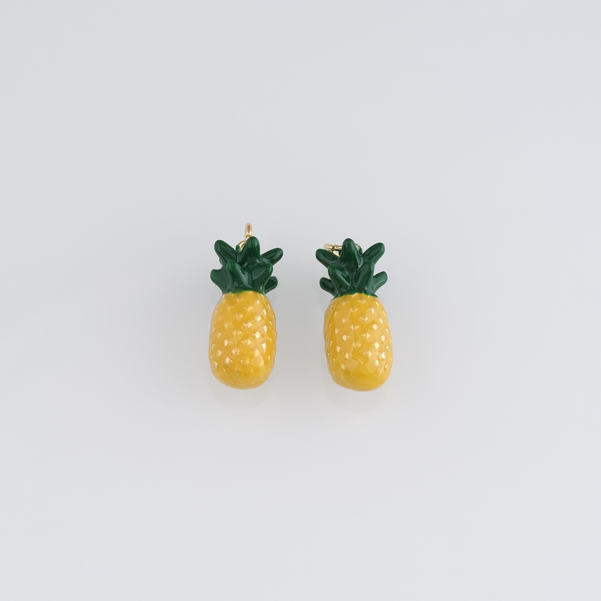 18K Gold Filled Pineapple Pendant,Enamel Fruit Charm Earrings Necklace for DIY Jewelry Making Supply