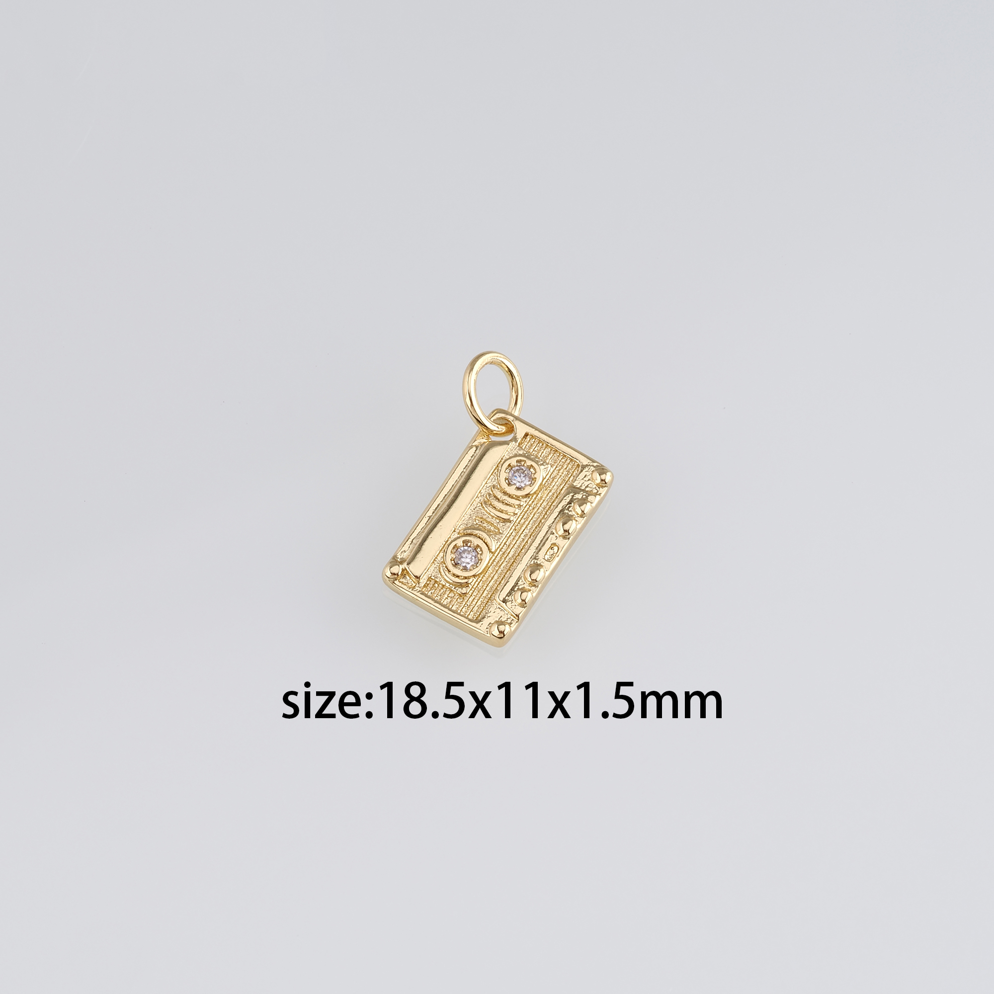 18K Gold Filled Tape Pendant,Dainty Cassette Tape Charm Earrings Necklace for DIY Jewelry Making Supply