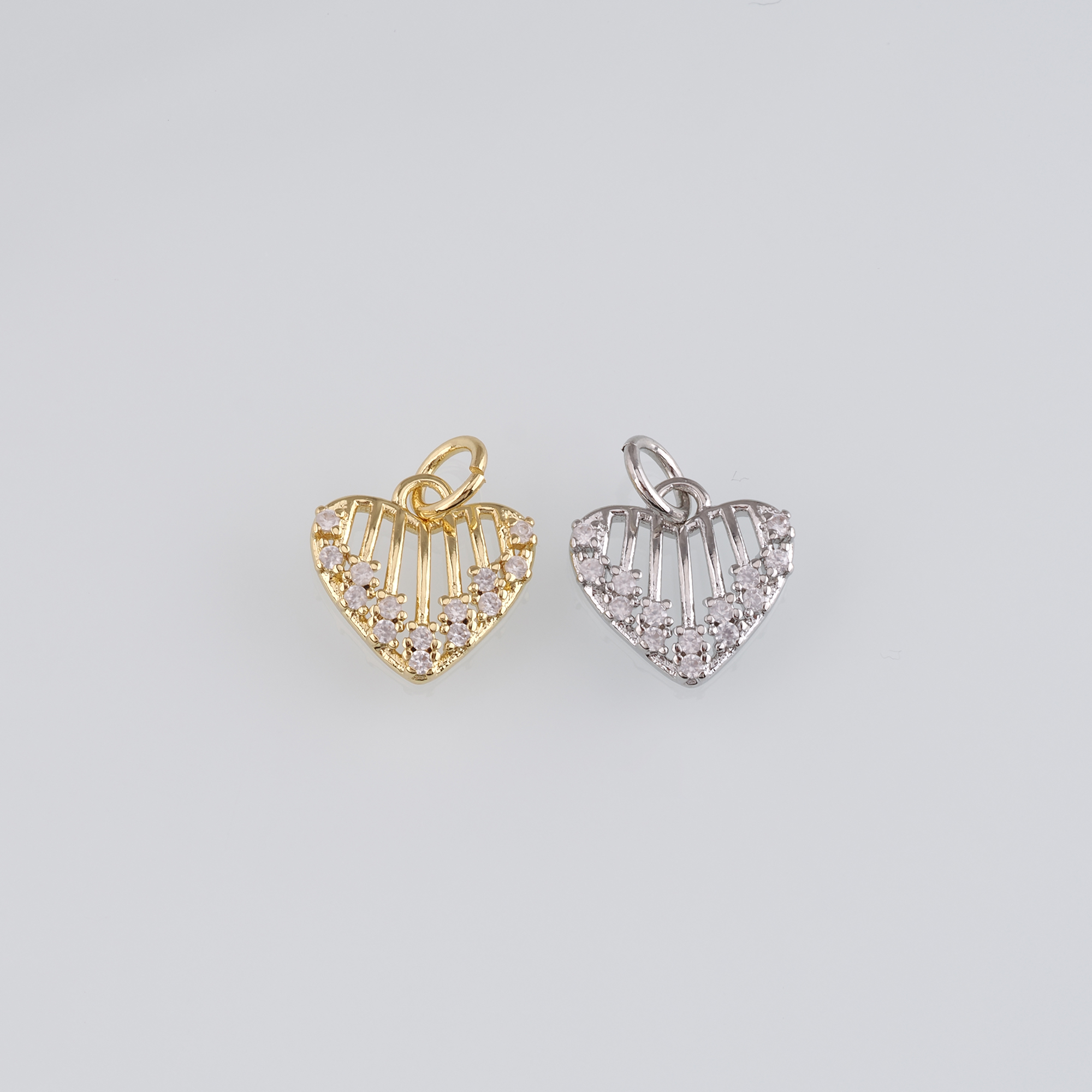 18K Gold Filled Heart Pendant,CZ Micro Pave Heart Charm Earrings Necklace for DIY Jewelry Making Supply
