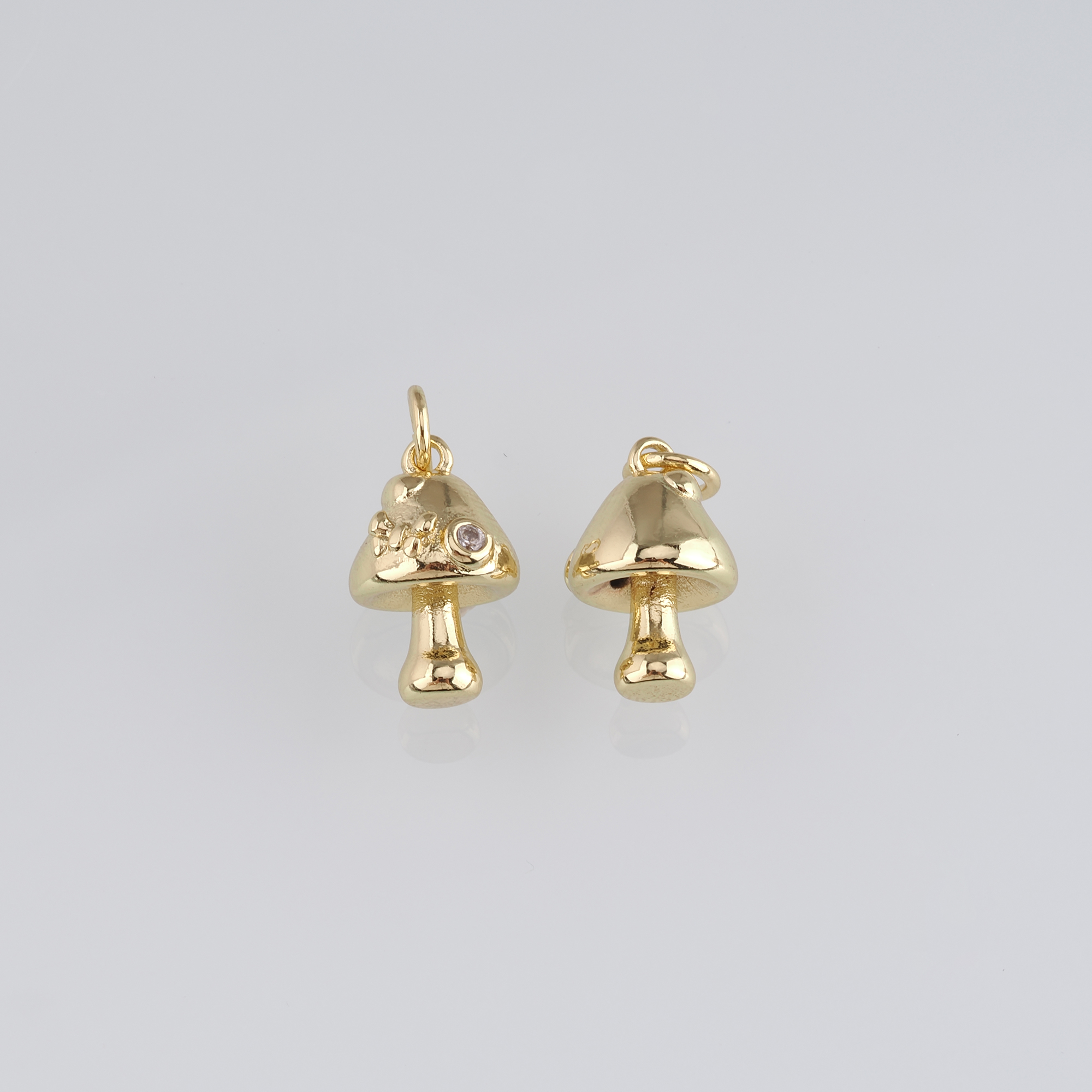 18K Gold Filled Mushroom Pendant,CZ Micro Pave Mushroom Charm Earrings Necklace for DIY Jewelry Making Supply