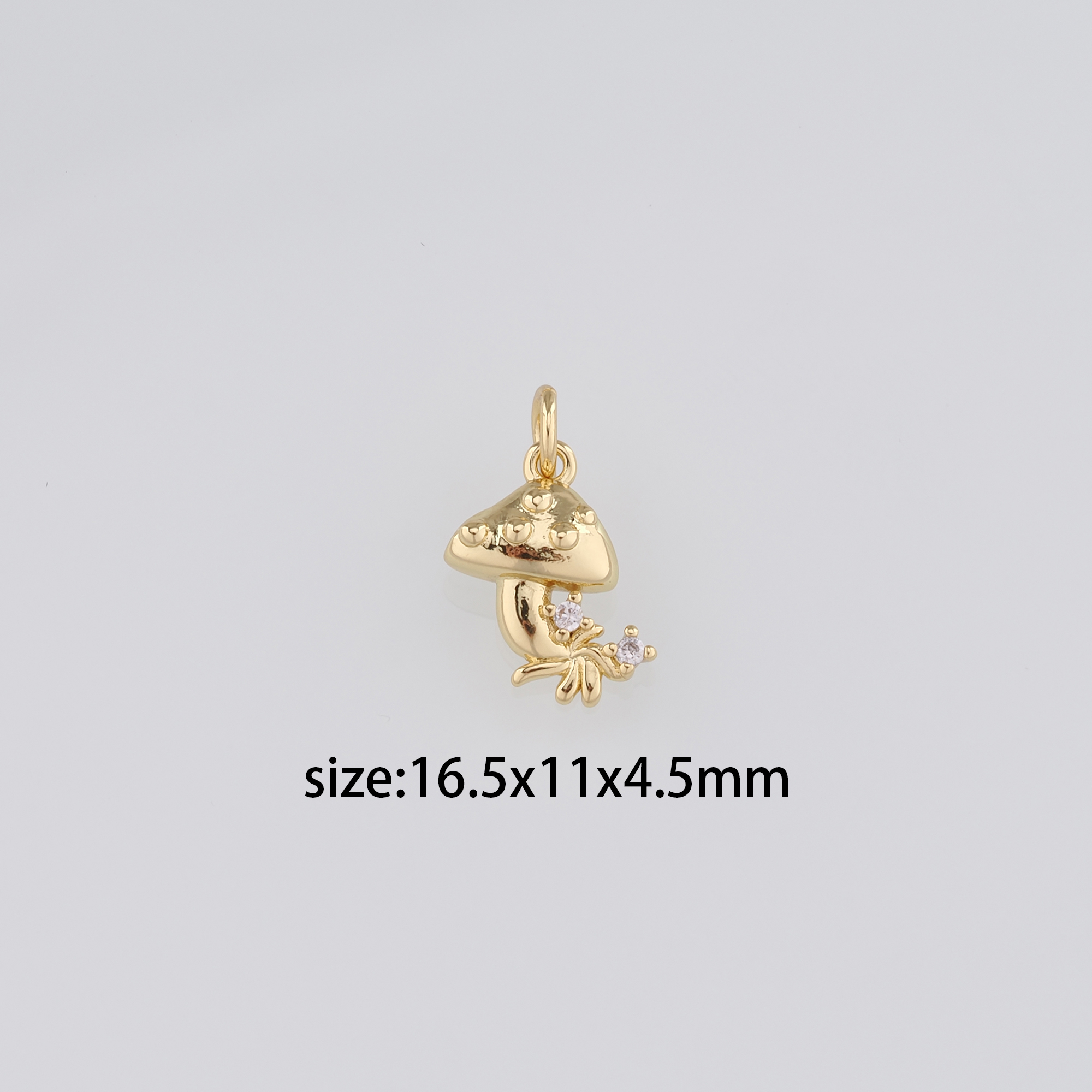 18K Gold Filled Mushroom Pendant,CZ Micro Pave Mushroom Charm Earrings Necklace for DIY Jewelry Making Supply