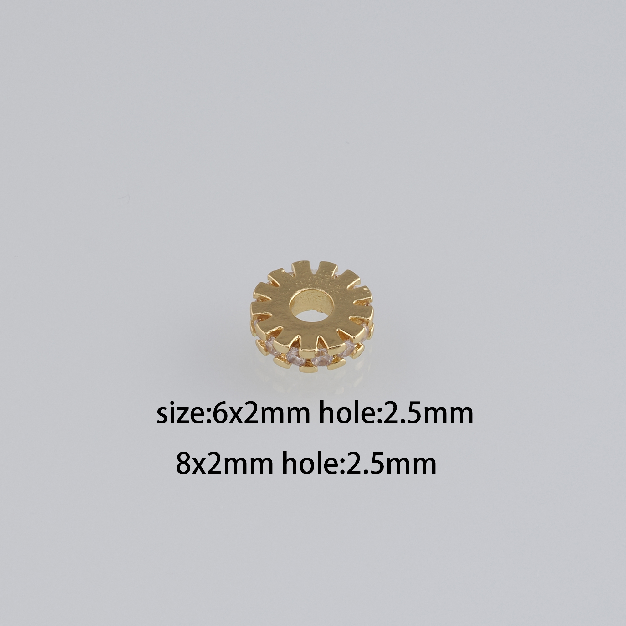 20Pcs 18K Gold Filled Round Flat Beads,CZ Micro Pave Flat Spacer Beads,DIY Jewelry Making Supply