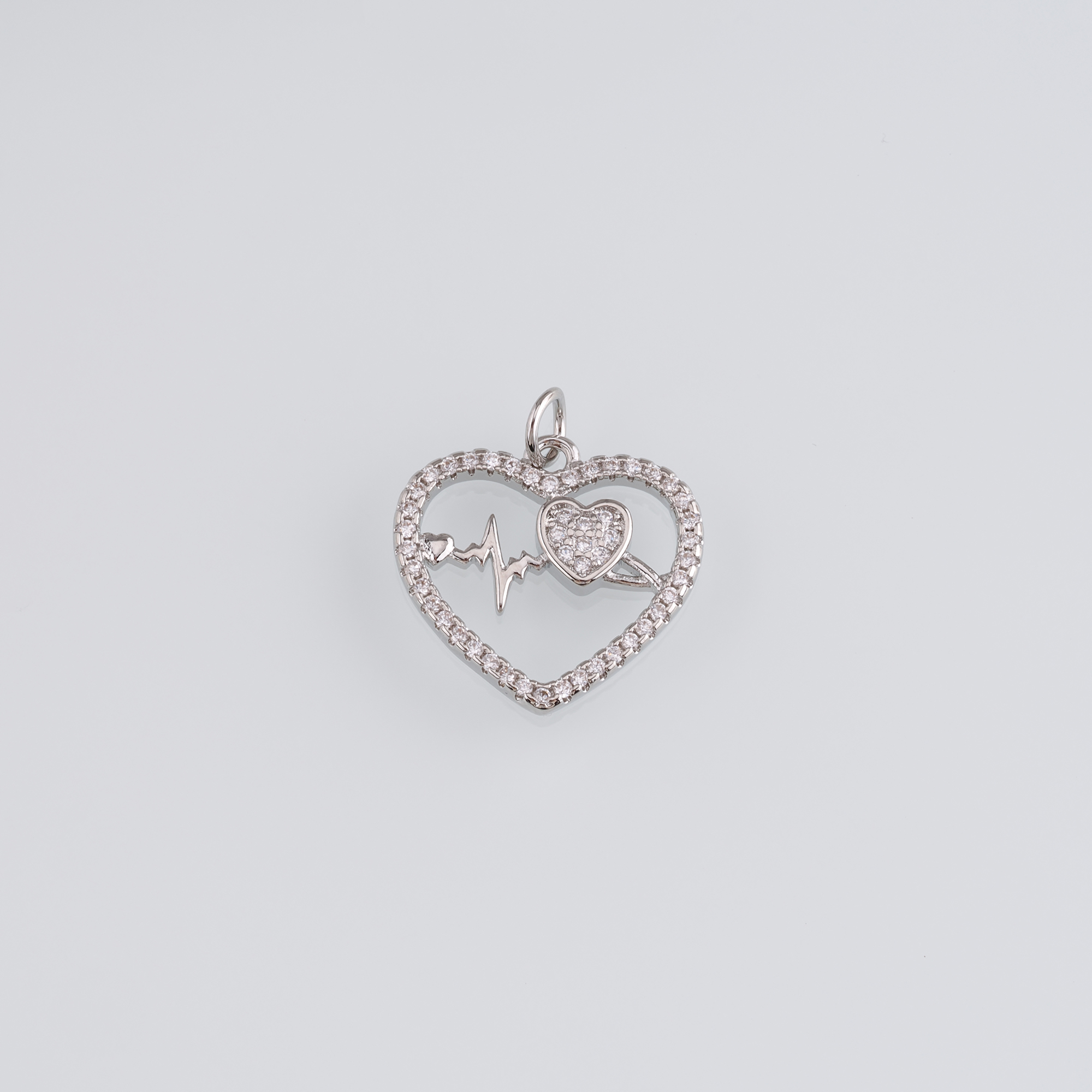 18K Gold Filled Heart Pendant,CZ Micro Pave Heart Charm Earrings Necklace for DIY Jewelry Making Supply