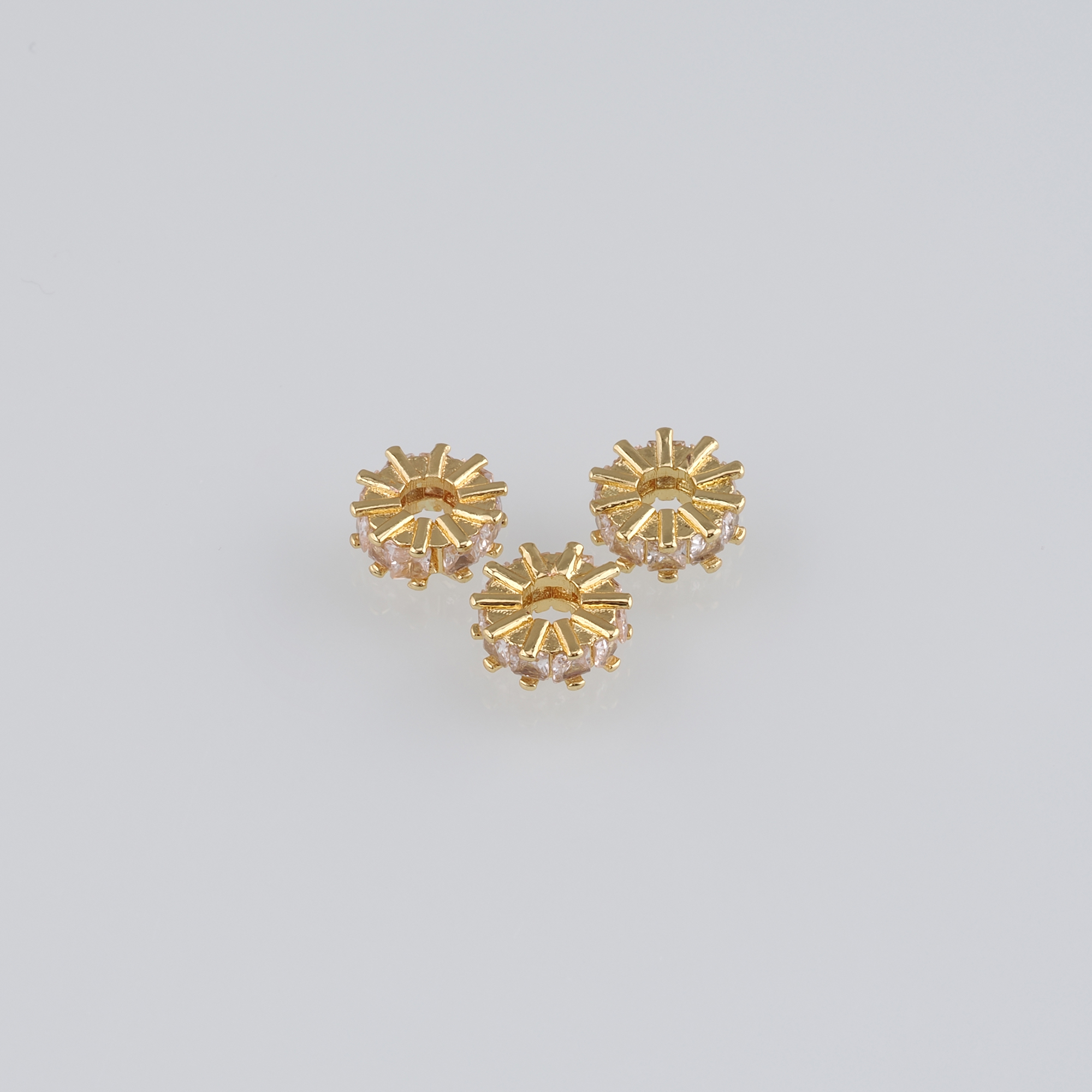 10Pcs 18K Gold Filled Round Flat Spacer Beads,CZ Micro Pave Round Spacer Beads,DIY Jewelry Making Supply